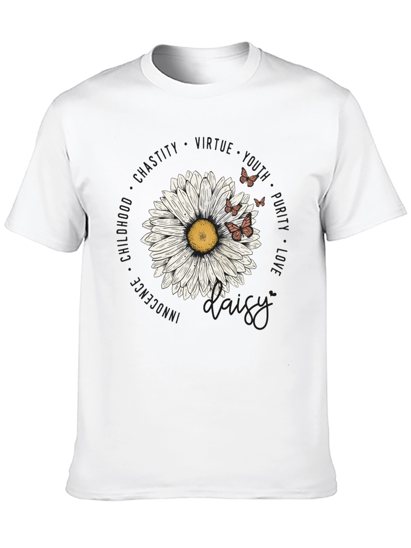 Daisy Floral Print Black T-Shirt