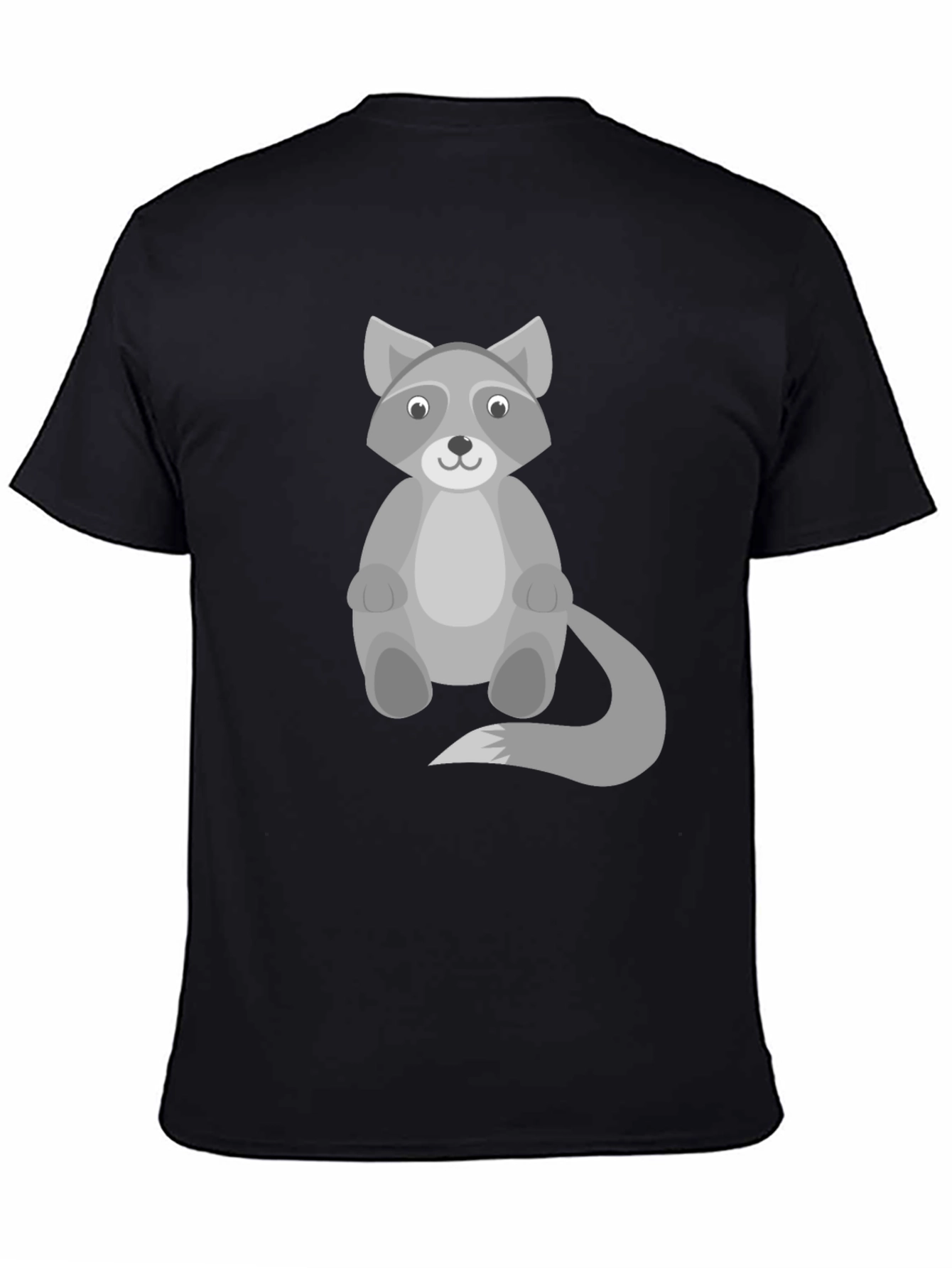 Cartoon Raccoon Graphic Print Black T-Shirt