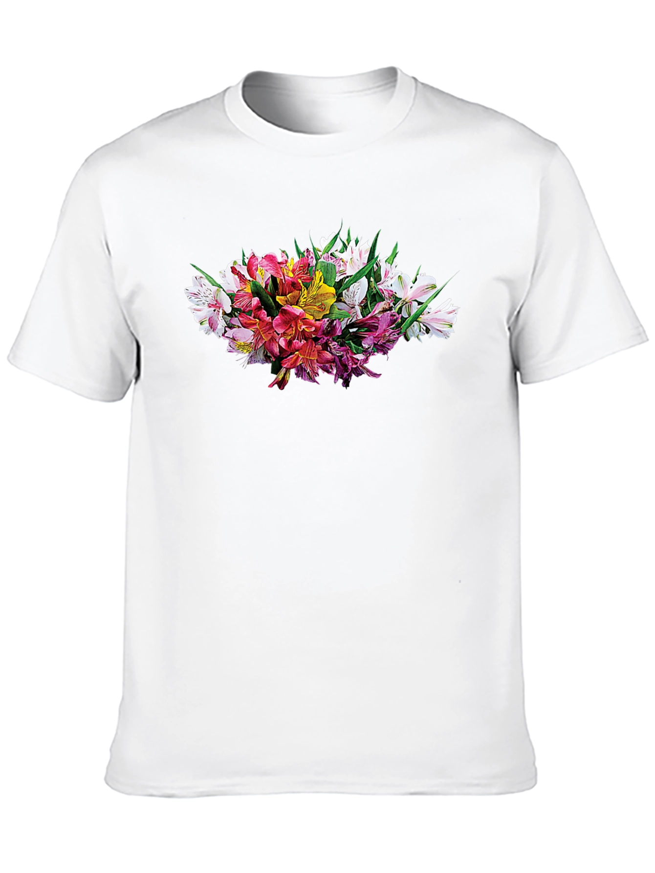 Floral Alstroemeria Graphic Black T-Shirt