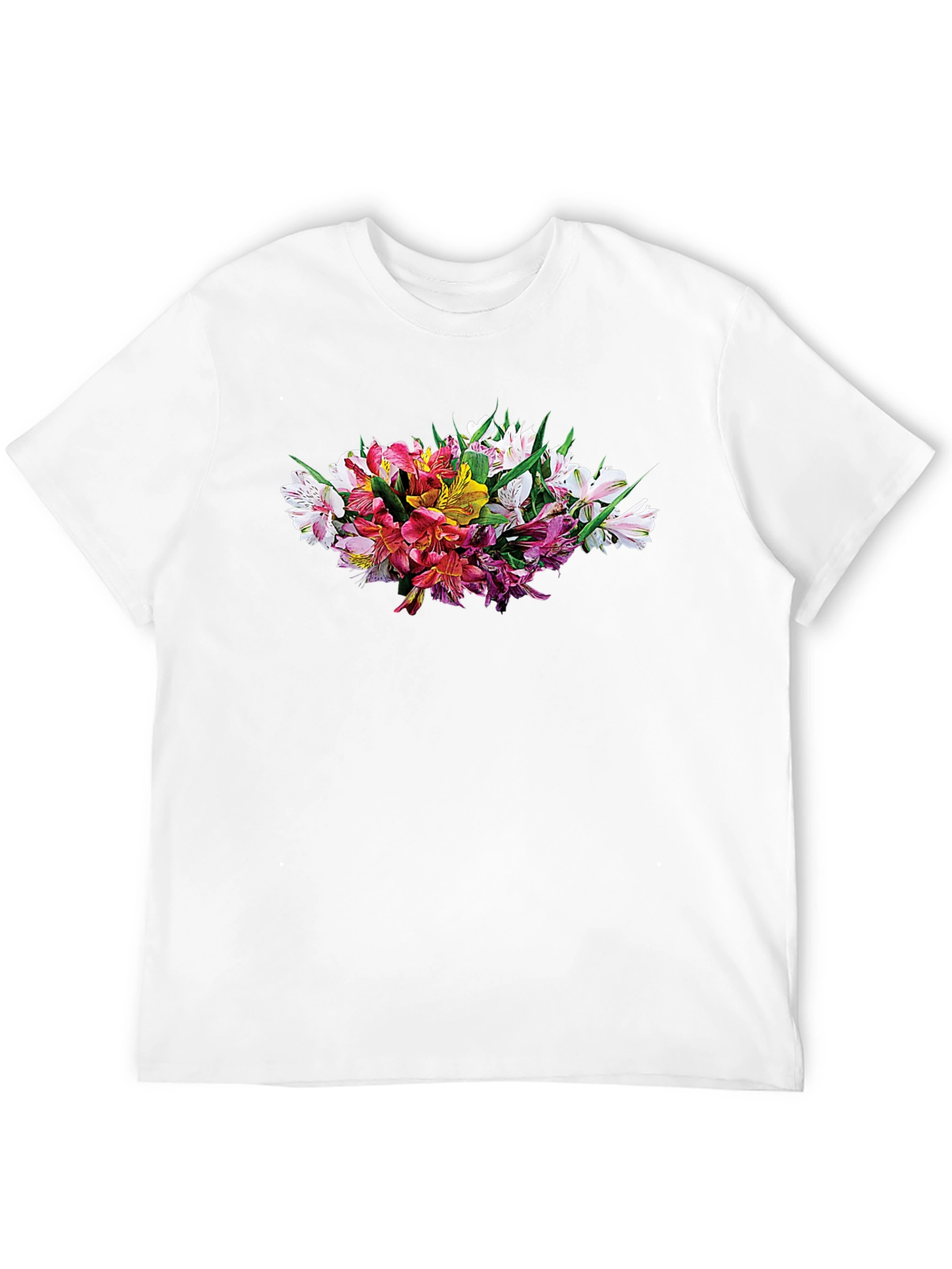 Floral Alstroemeria Graphic Black T-Shirt