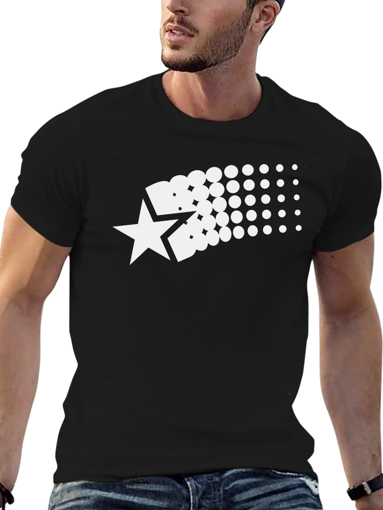 Cool Black Starburst Graphic T-Shirt