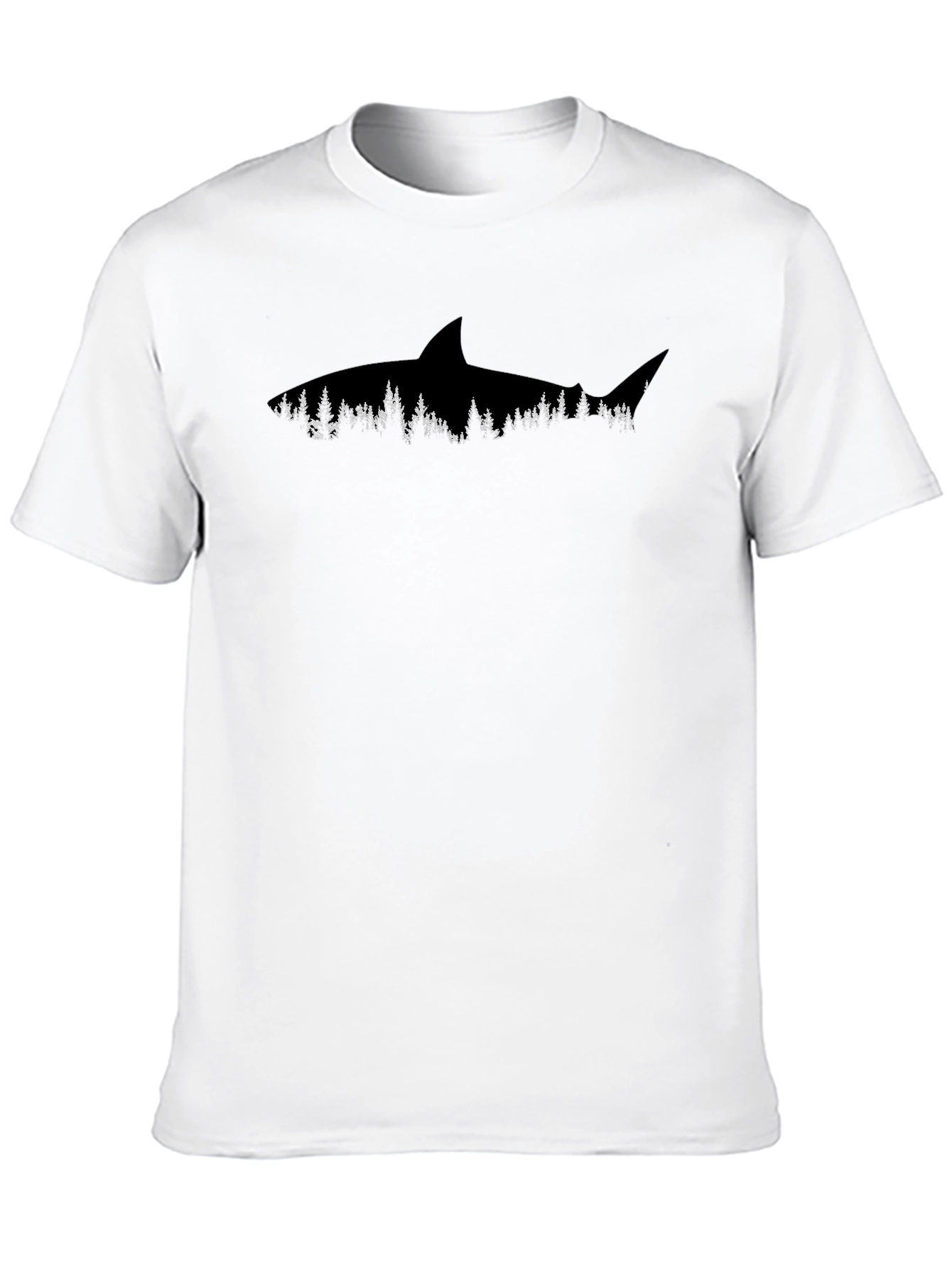 Shark Forest Graphic Tee - Black Cotton T-Shirt