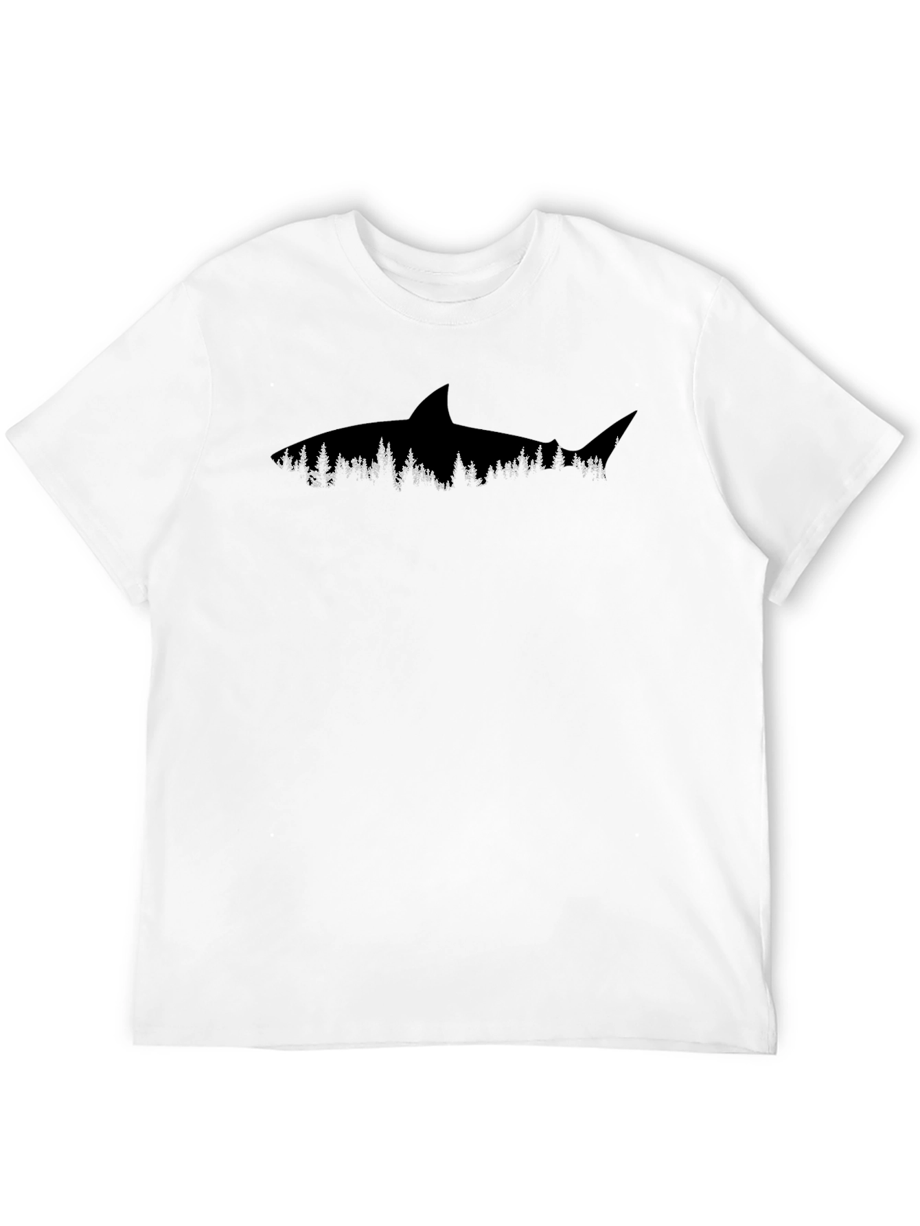 Shark Forest Graphic Tee - Black Cotton T-Shirt
