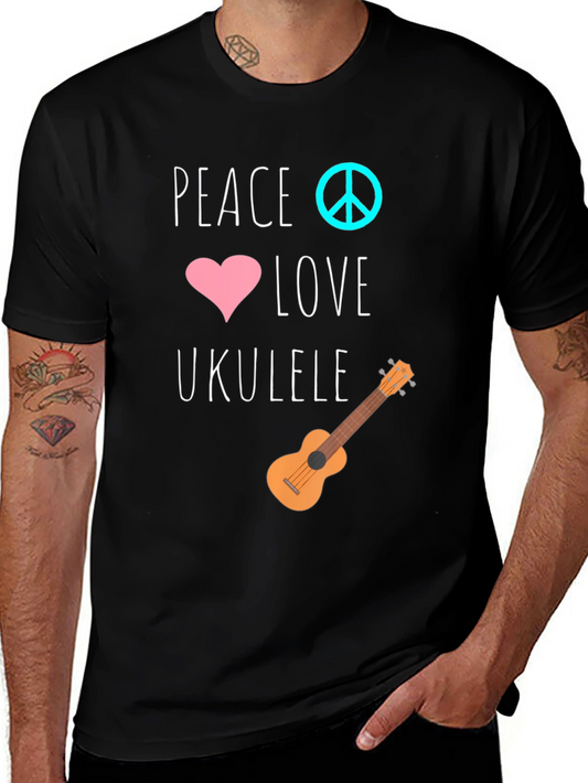 Peace Love Ukulele Graphic T-Shirt