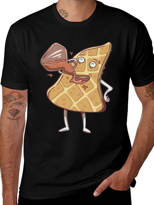 Cartoon Waffle and Syrup Funny T-Shirt