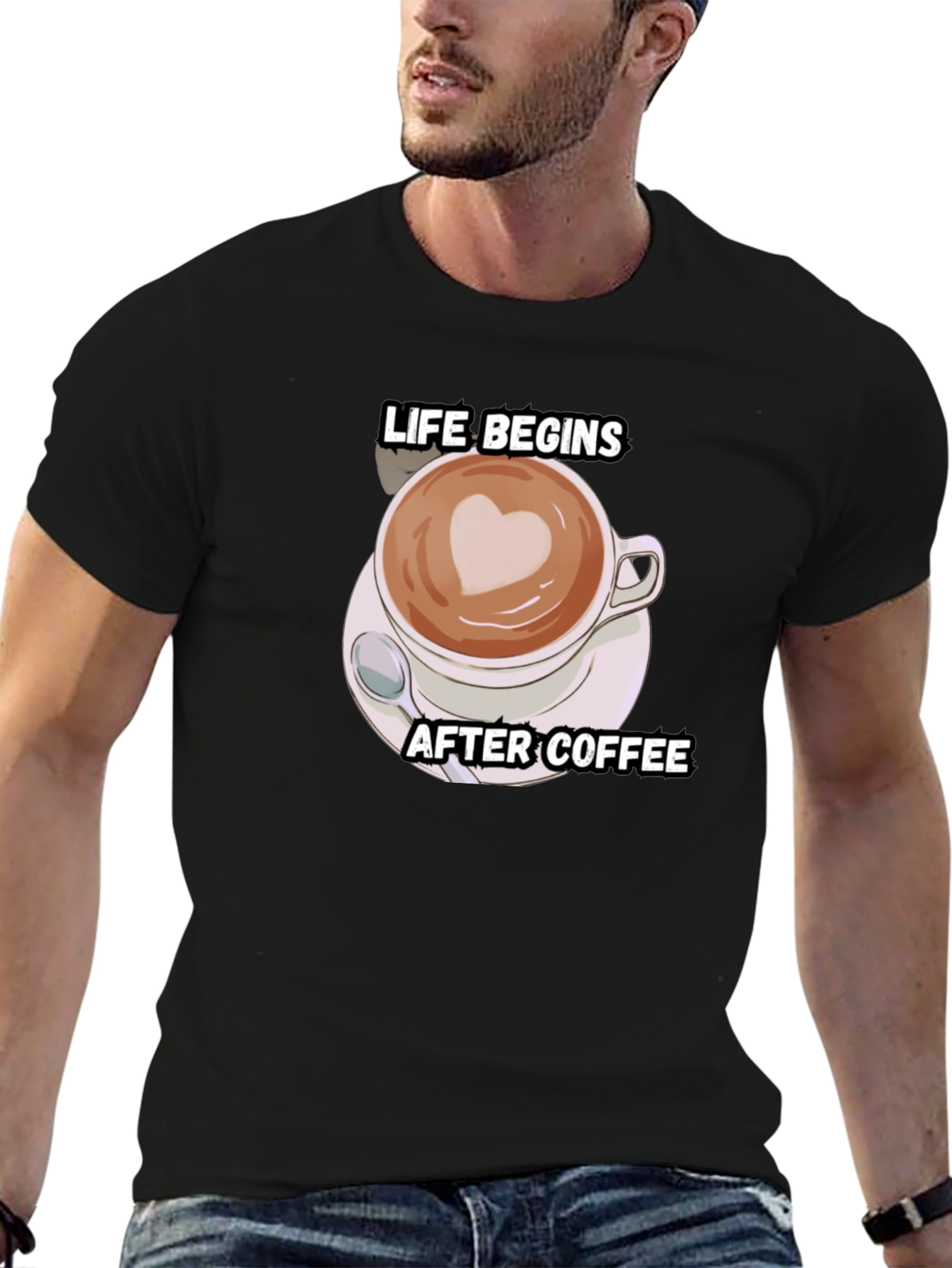 Life Begins After Coffee T-Shirt - Black Cotton Tee