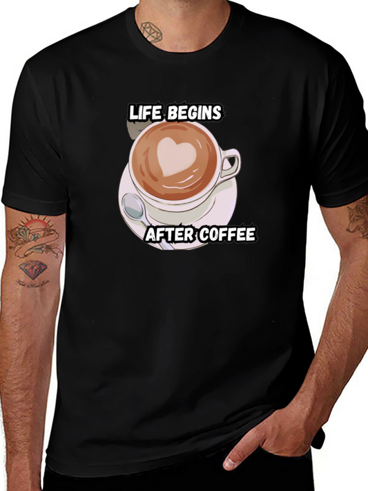 Life Begins After Coffee T-Shirt - Black Cotton Tee