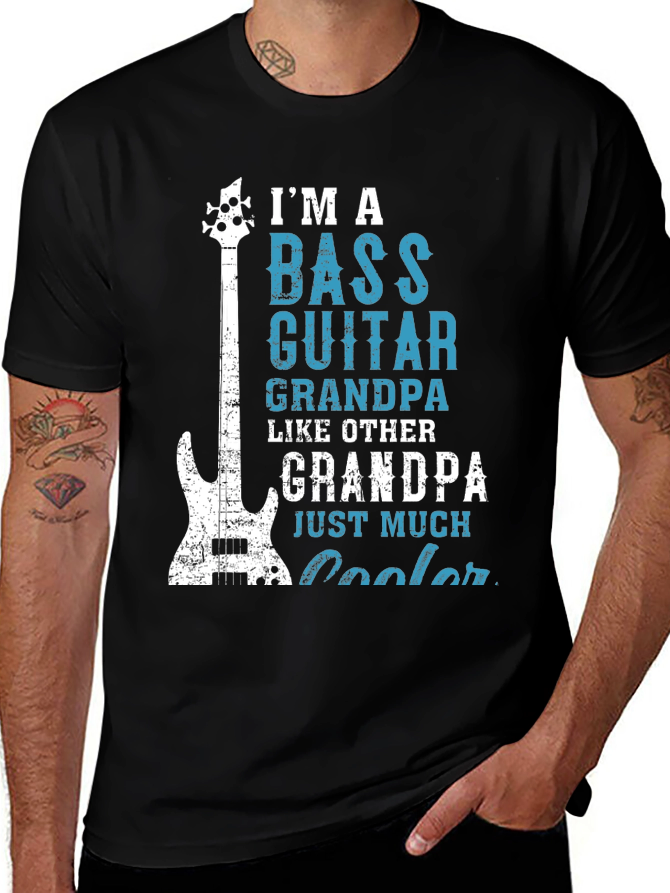 Bass Guitar Grandpa Graphic T-Shirt Cool Gift