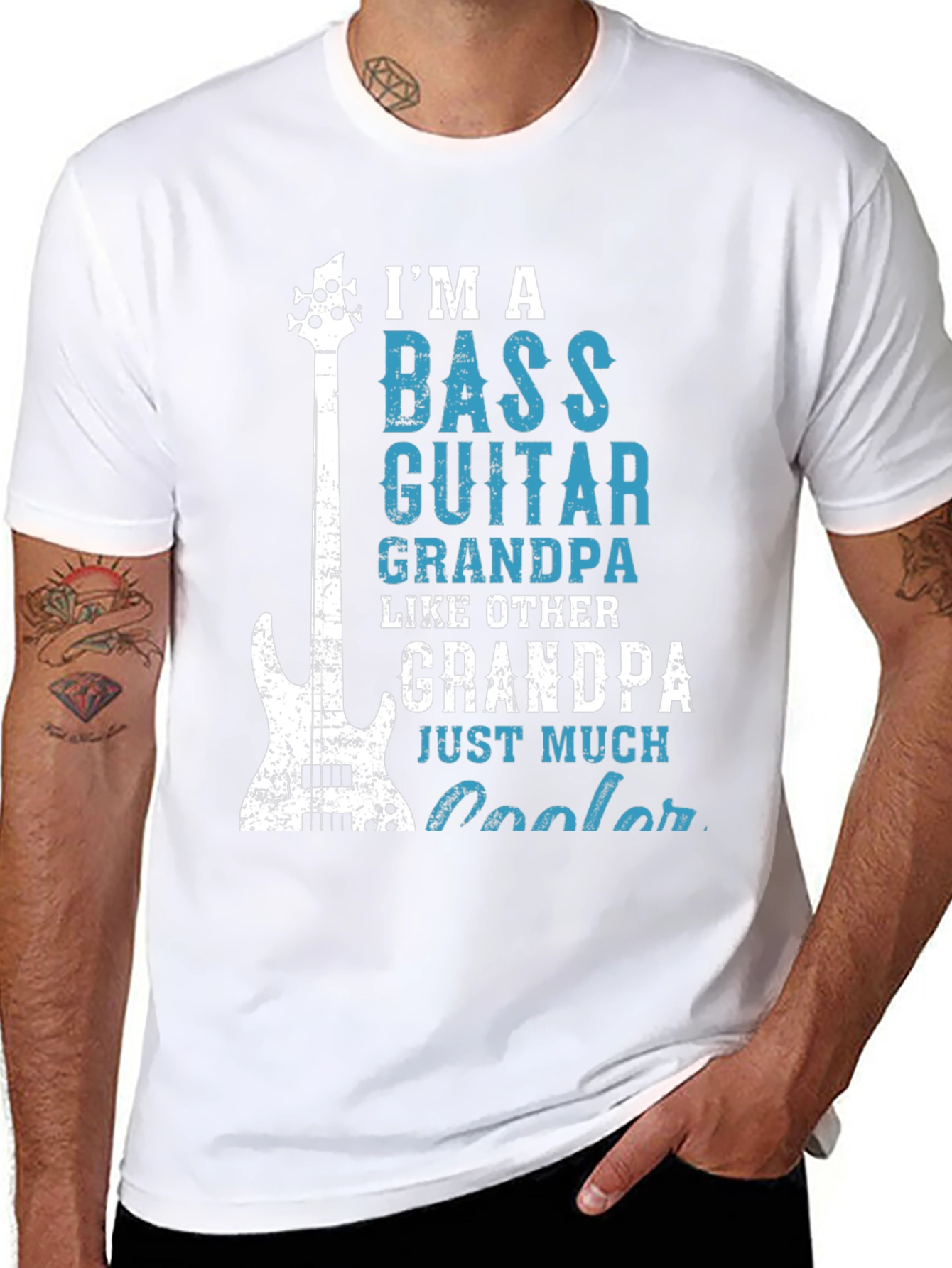 Bass Guitar Grandpa Graphic T-Shirt Cool Gift