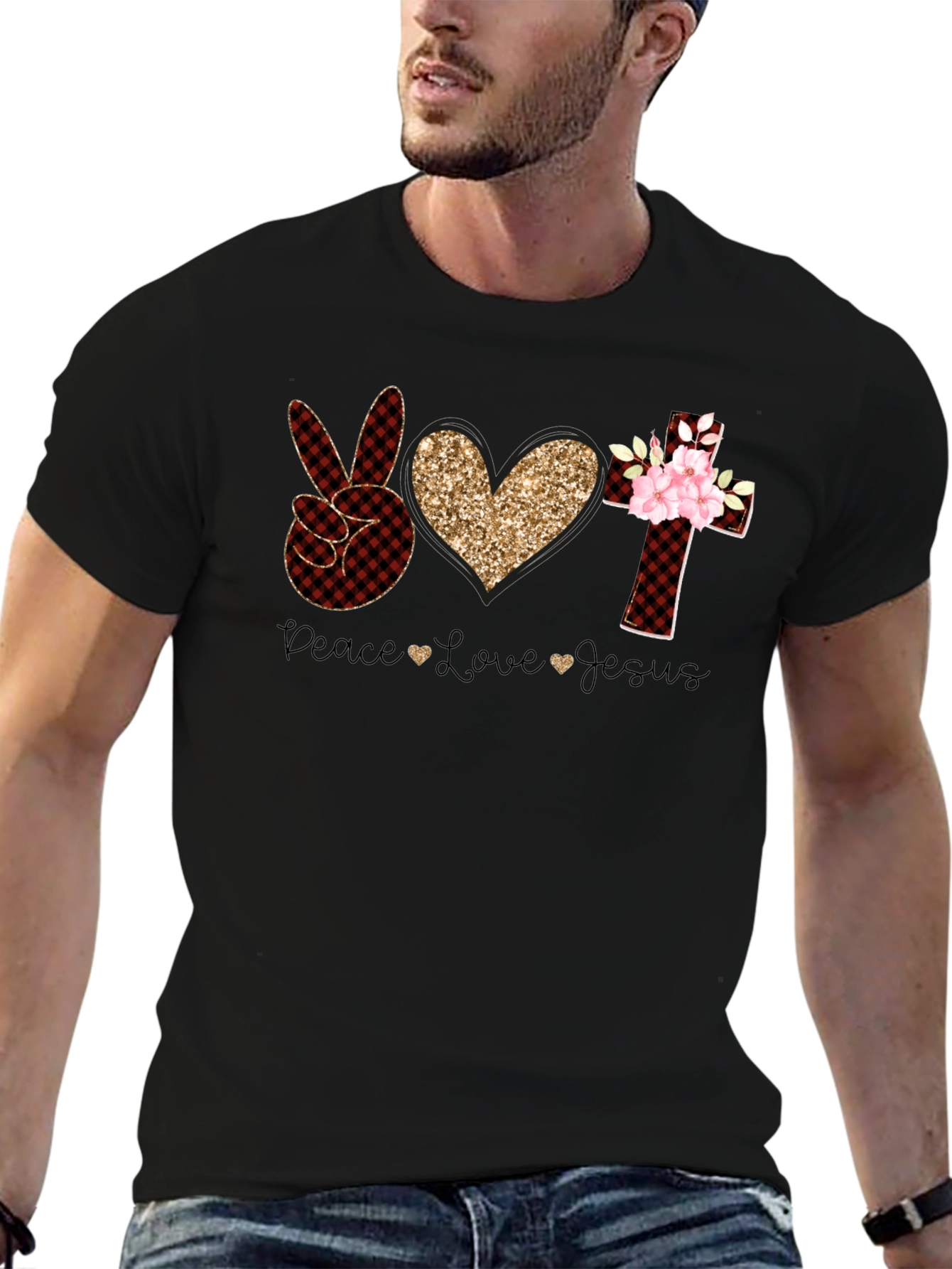 Peace Love Jesus Christian T-Shirt