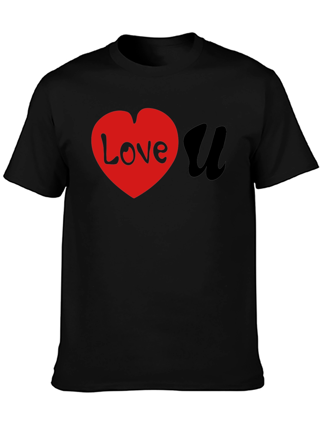 Love U Black Graphic T-Shirt