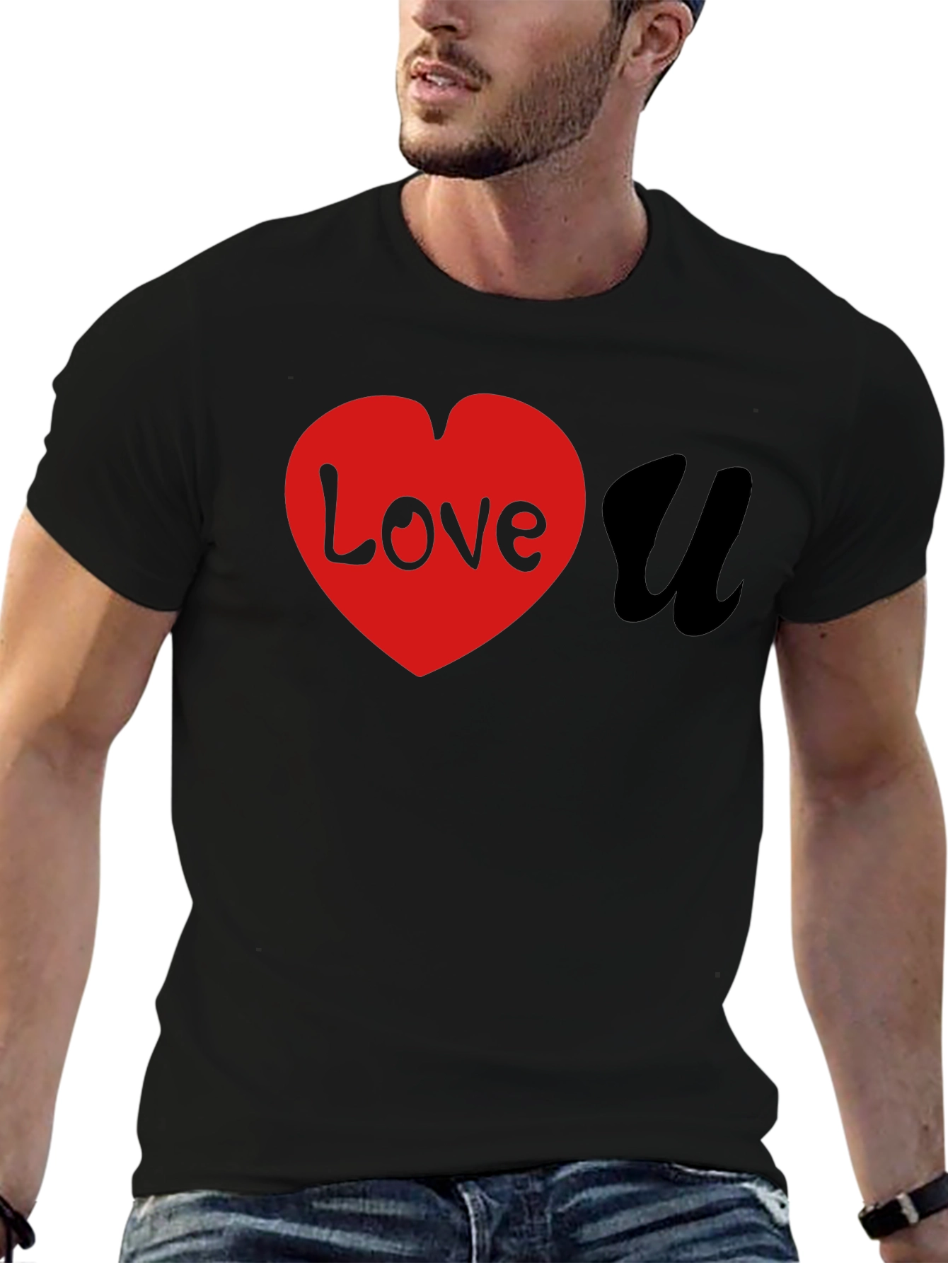Love U Black Graphic T-Shirt