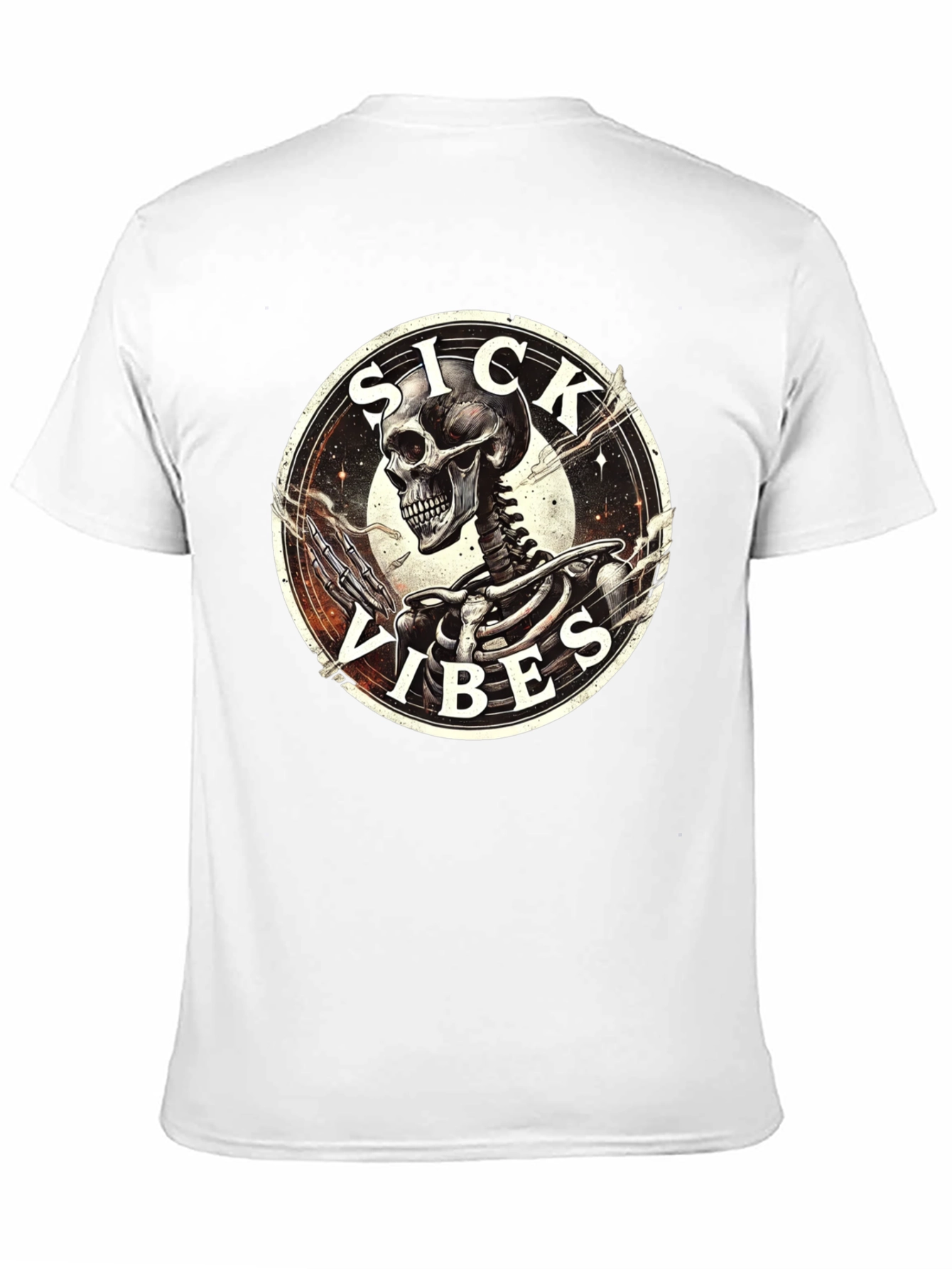 Sick Vibes Skeleton Graphic T-Shirt - Black