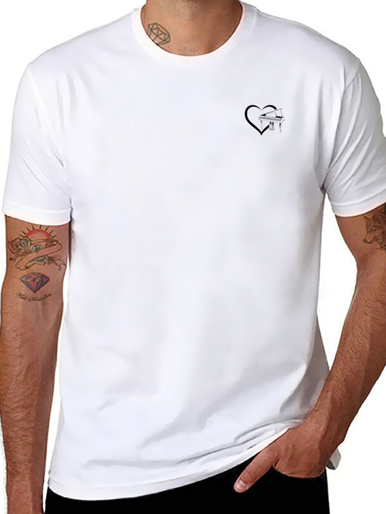 Black Graphic Tee - Heart and Airplane Design