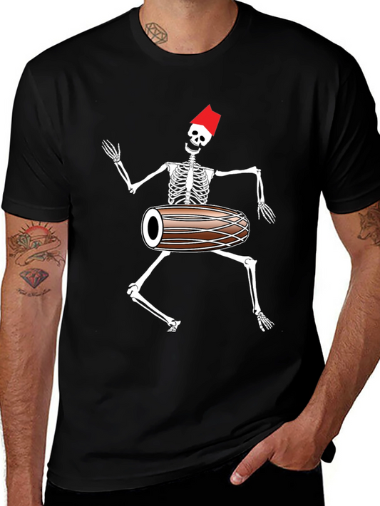 Skeleton Drummer Graphic T-Shirt