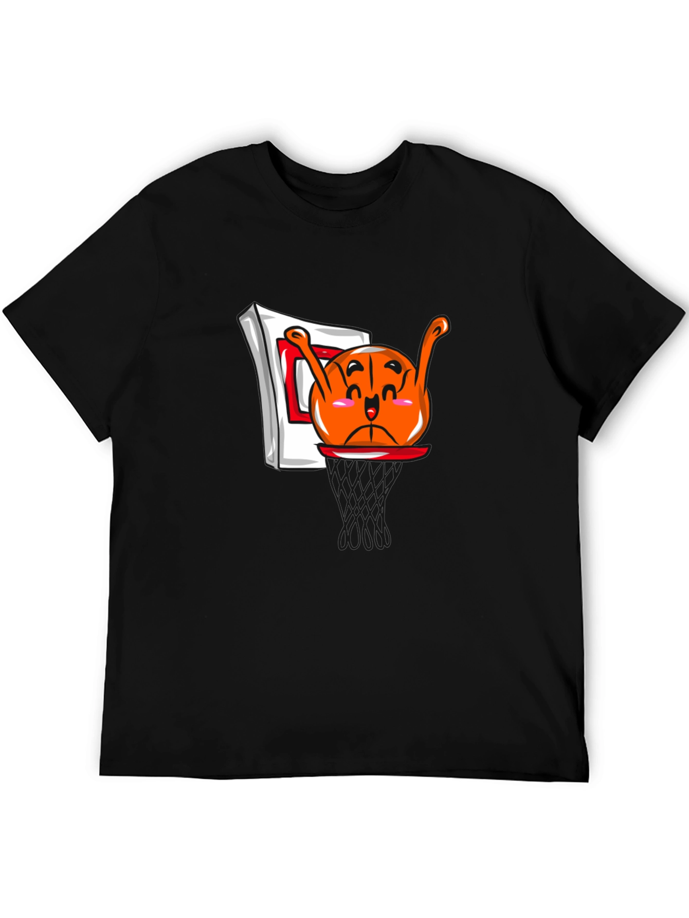 Funny Cartoon Basketball Black T-Shirt