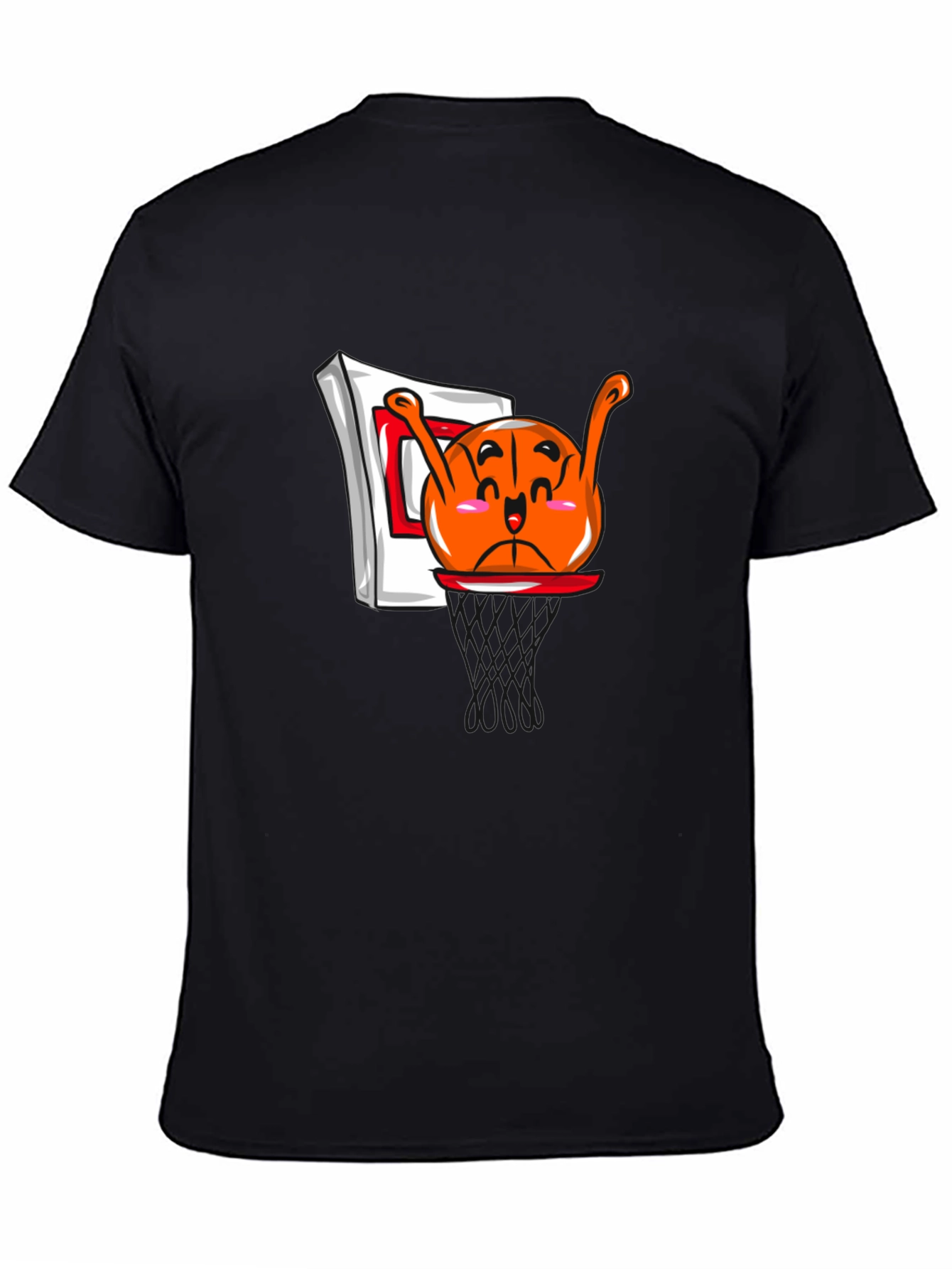Funny Cartoon Basketball Black T-Shirt