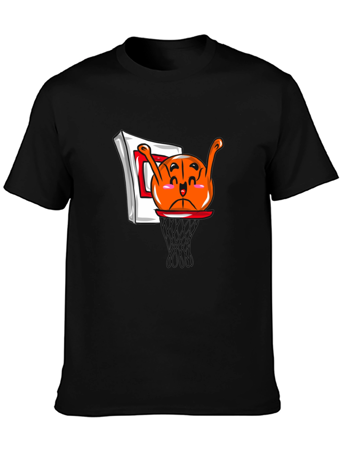 Funny Cartoon Basketball Black T-Shirt