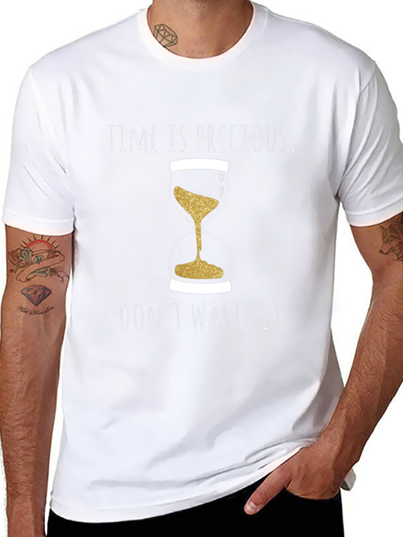 Time is Precious Graphic Tee - Black Cotton T-Shirt