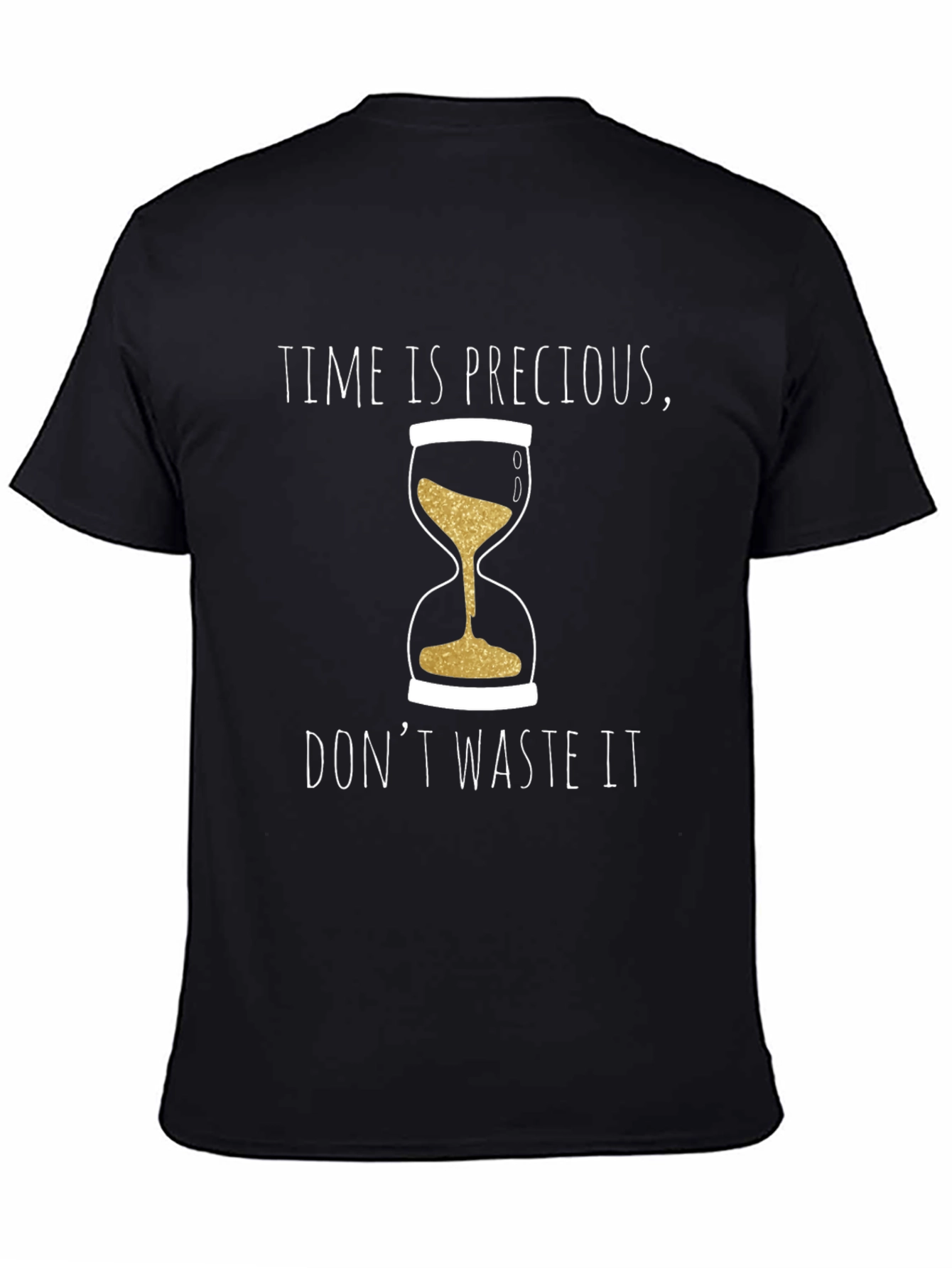 Time is Precious Graphic Tee - Black Cotton T-Shirt