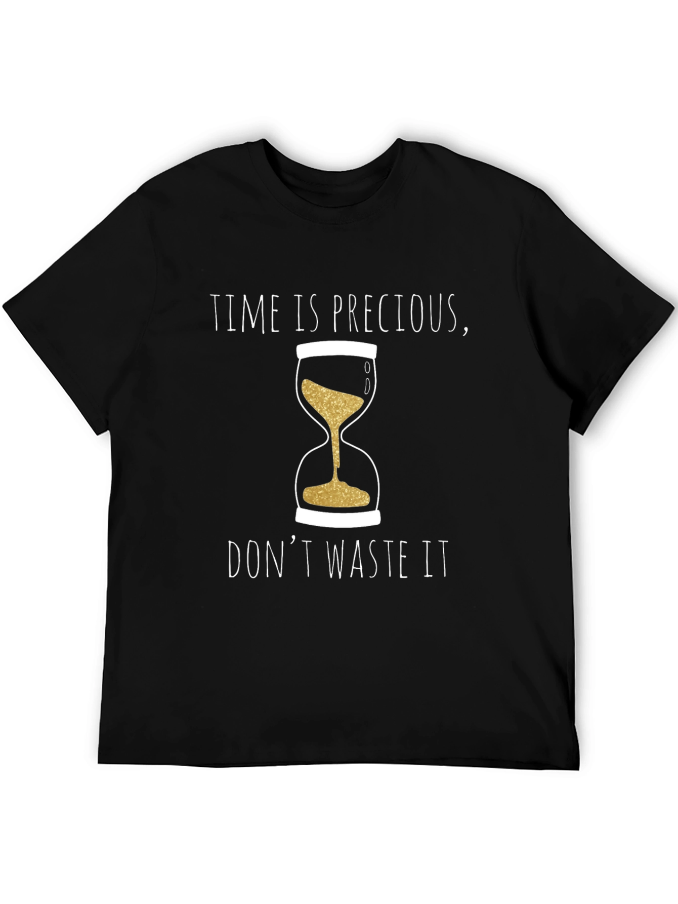 Time is Precious Graphic Tee - Black Cotton T-Shirt