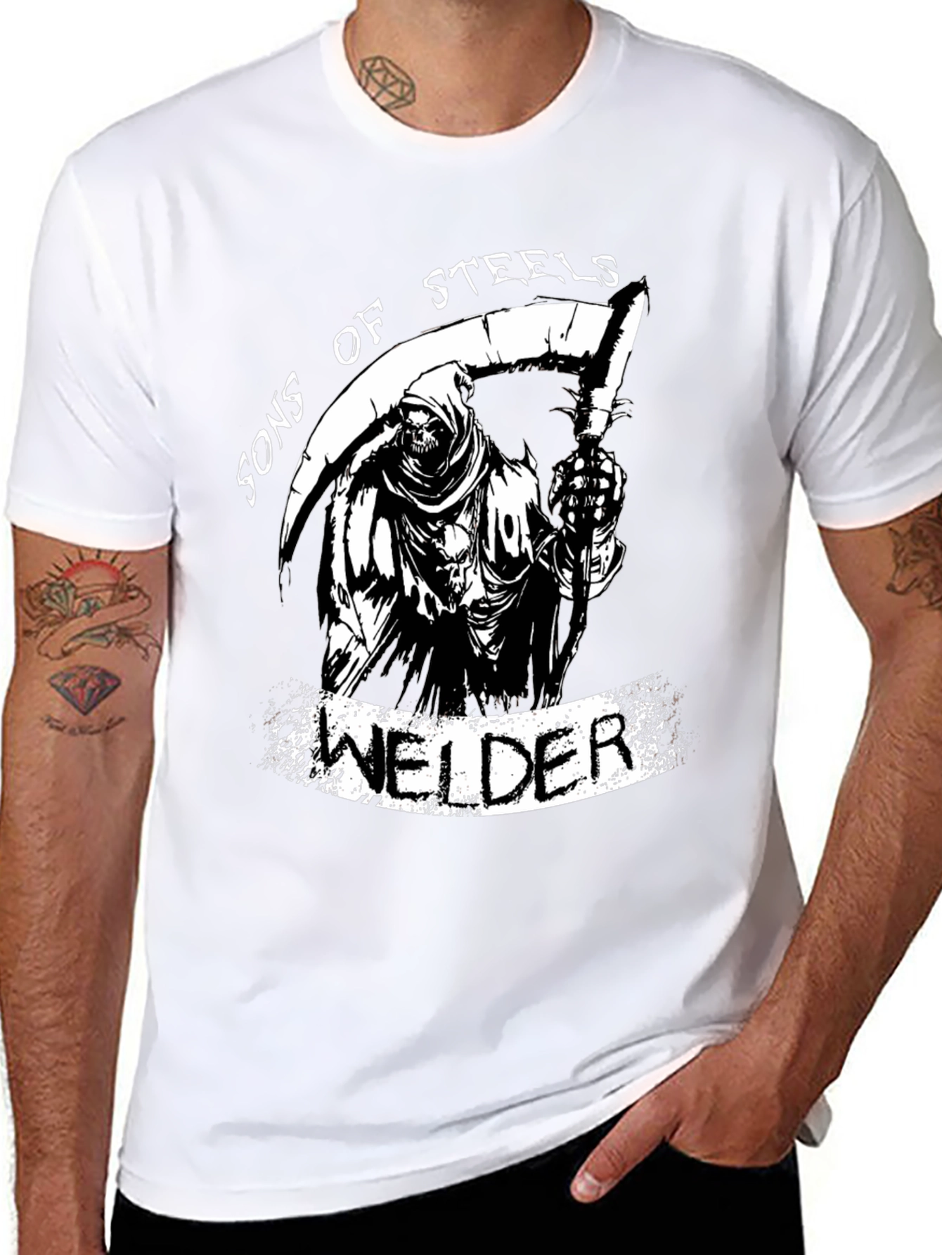 Sons of Steels Welder Grim Reaper Graphic T-Shirt