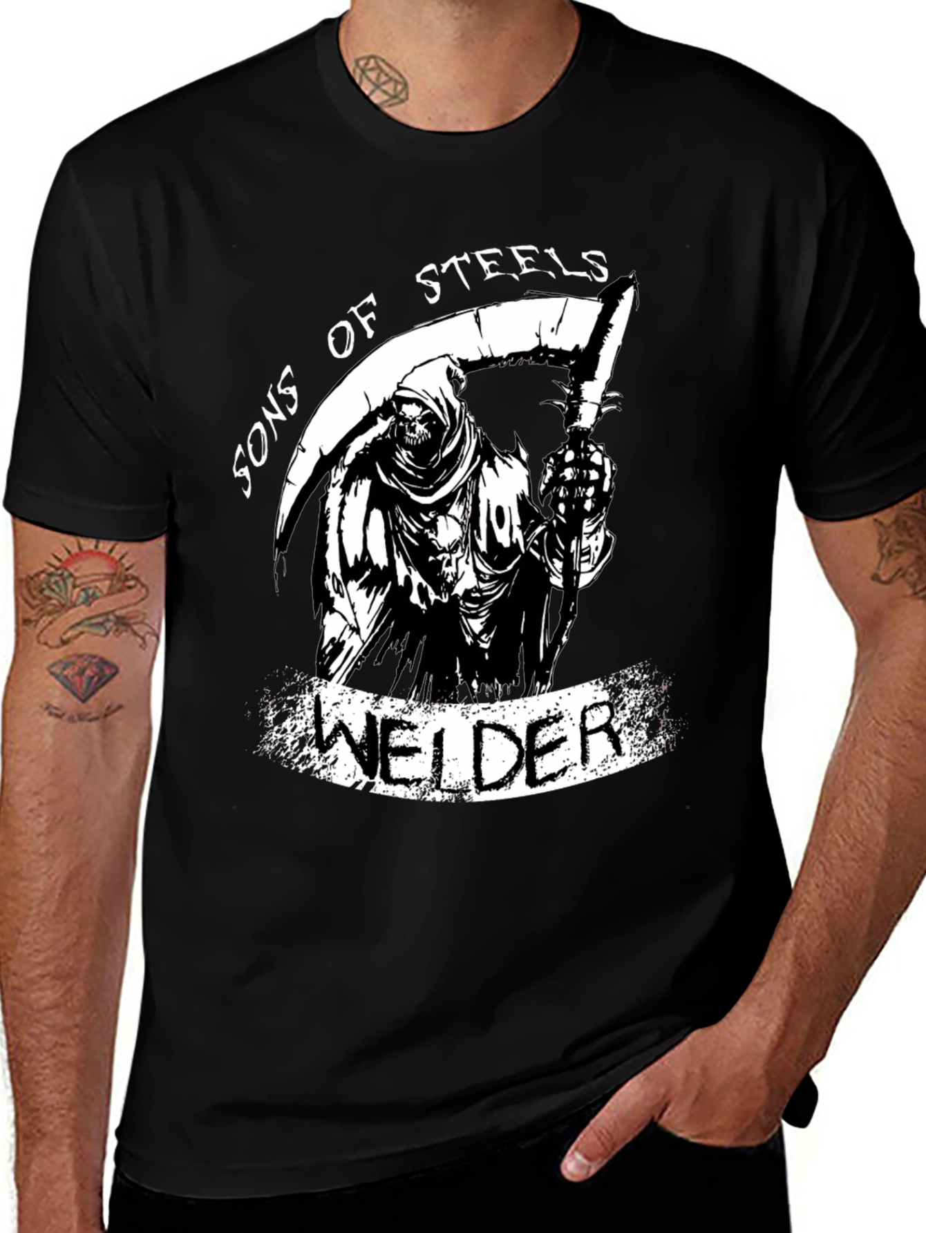 Sons of Steels Welder Grim Reaper Graphic T-Shirt