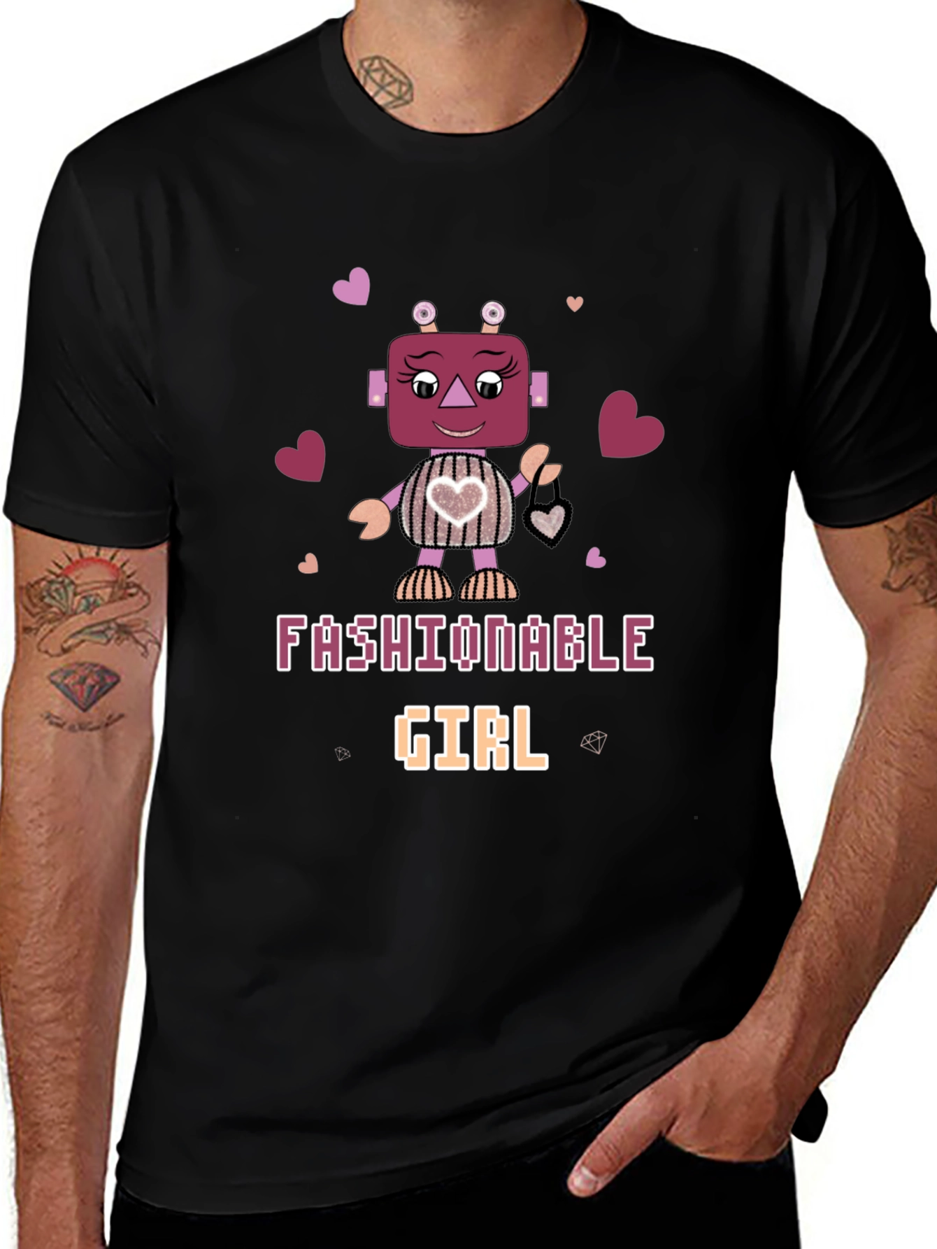 Fashionable Girl Robot Graphic Tee
