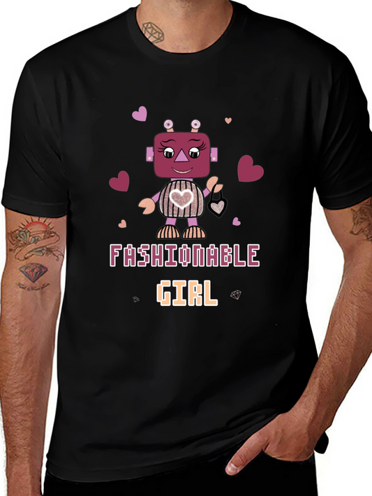 Fashionable Girl Robot Graphic Tee