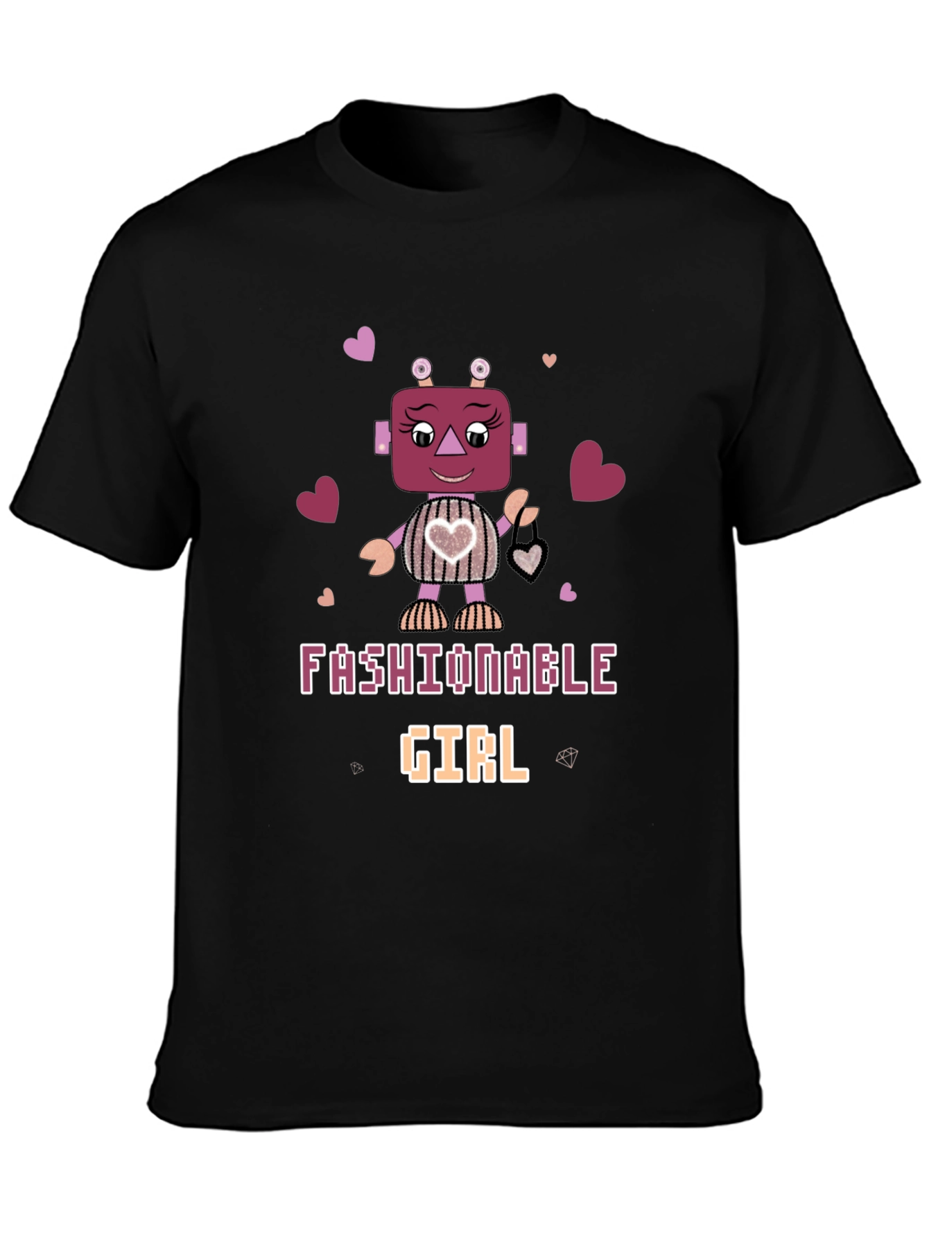 Fashionable Girl Robot Graphic Tee