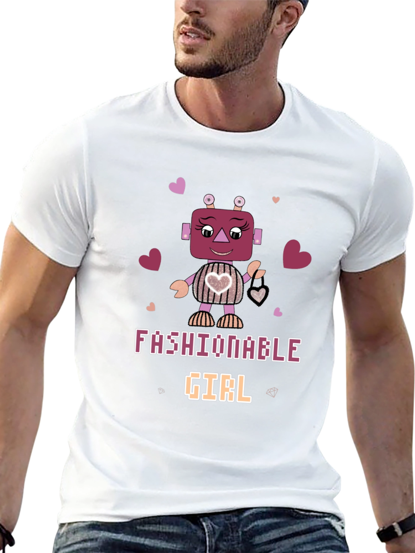 Fashionable Girl Robot Graphic Tee