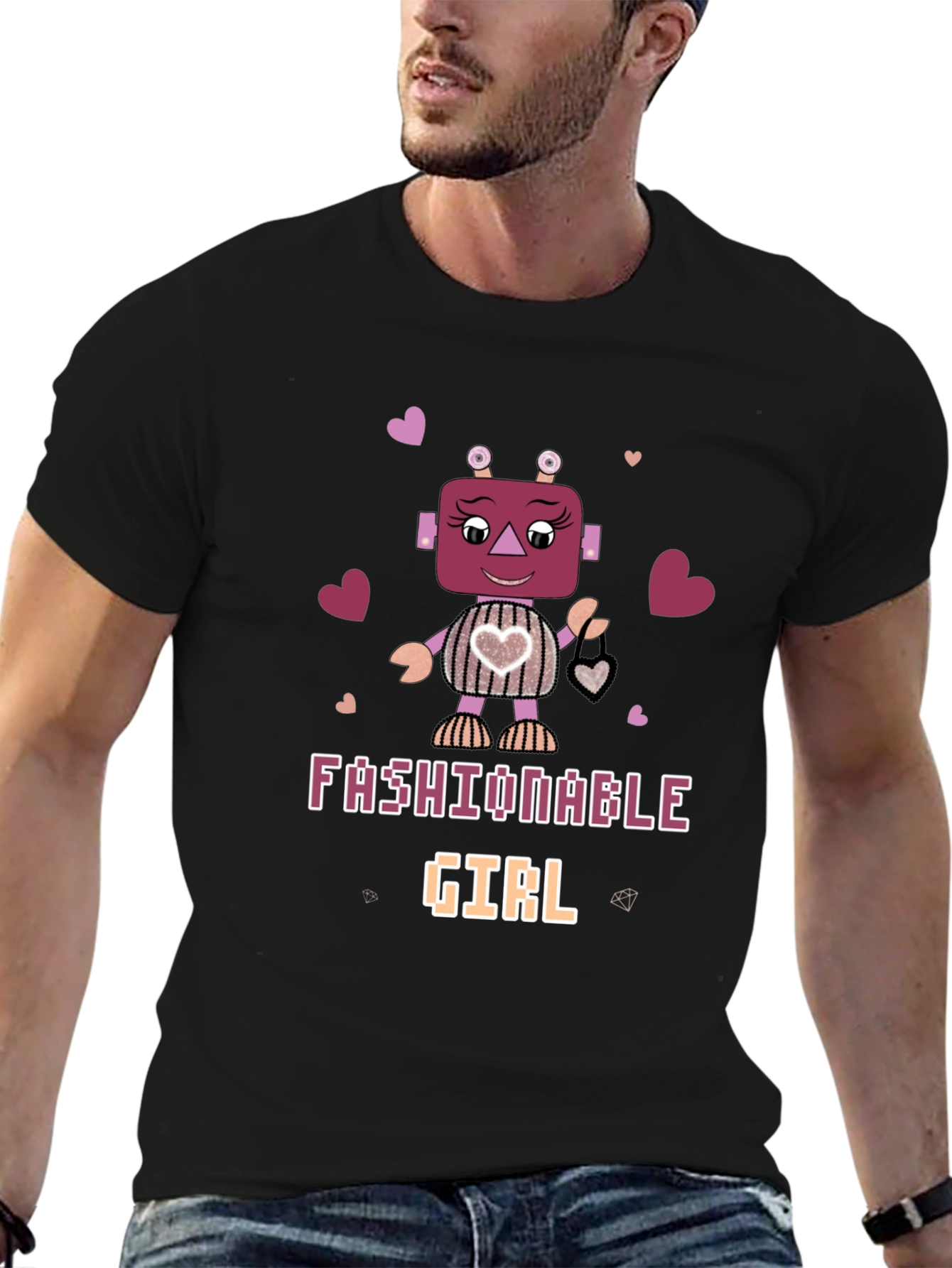 Fashionable Girl Robot Graphic Tee