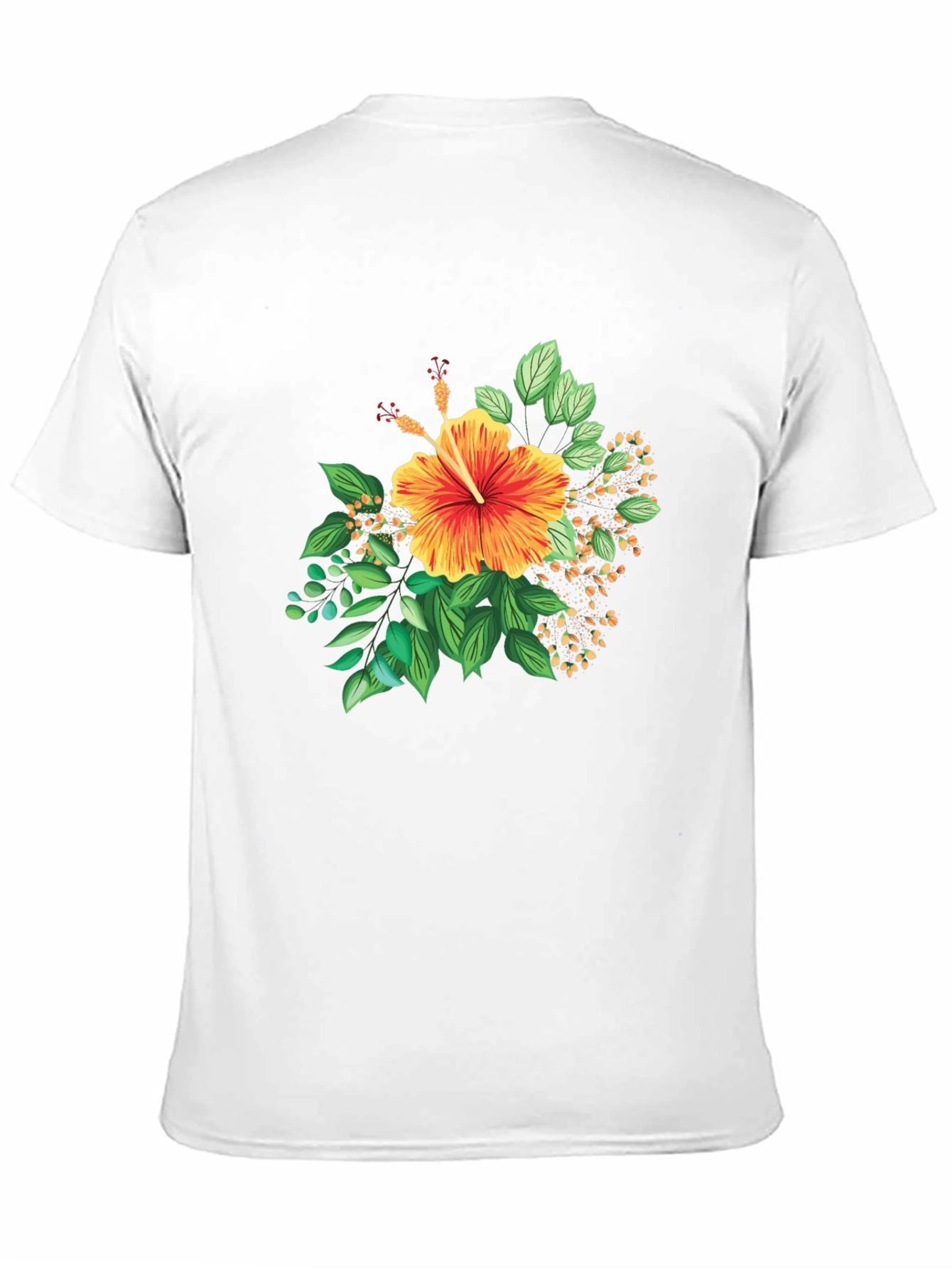 Tropical Hibiscus Graphic Black T-Shirt
