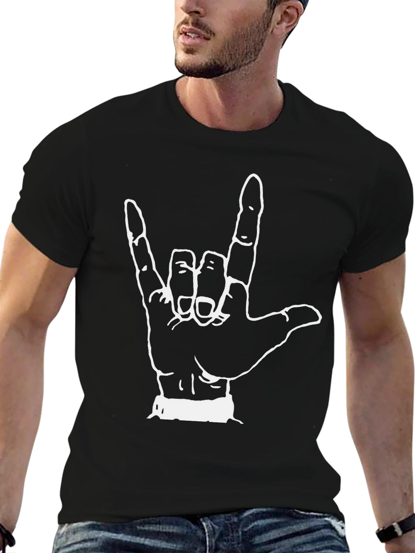 I Love You Hand Sign Black T-Shirt