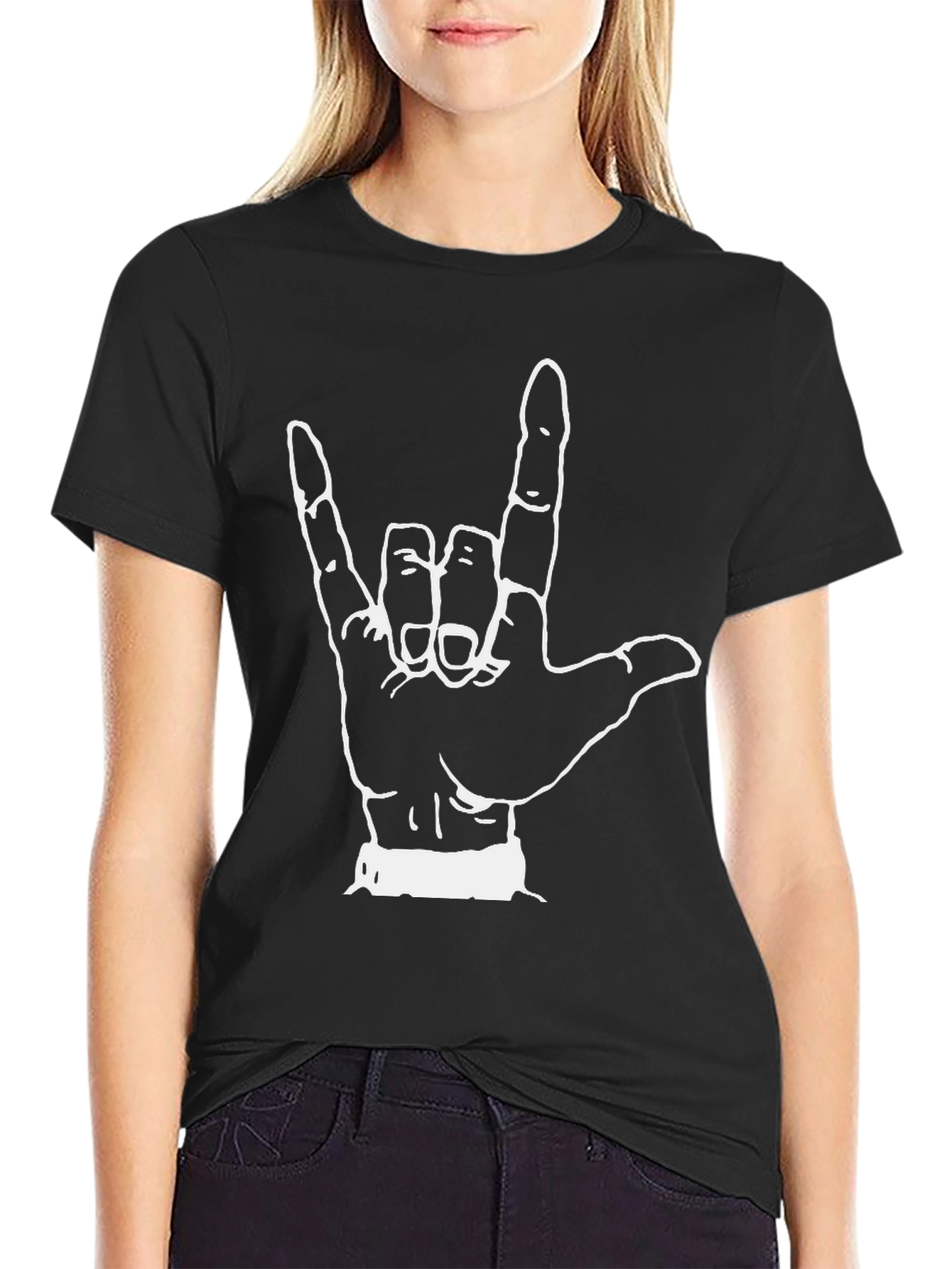 I Love You Hand Sign Black T-Shirt