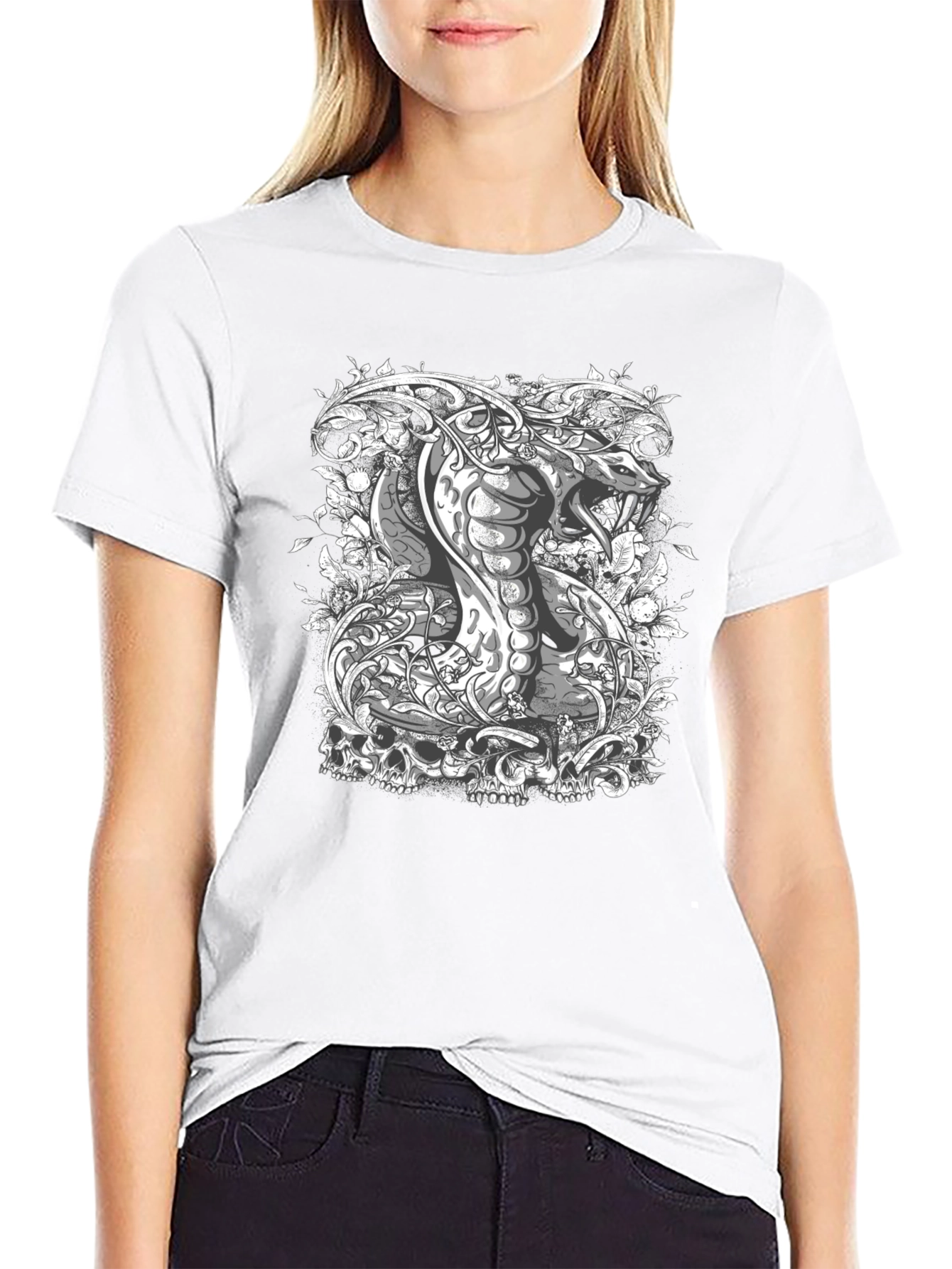 Cobra & Skull Graphic Tee - Edgy Style