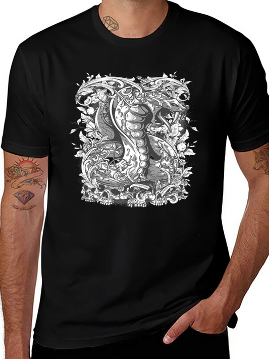 Cobra & Skull Graphic Tee - Edgy Style