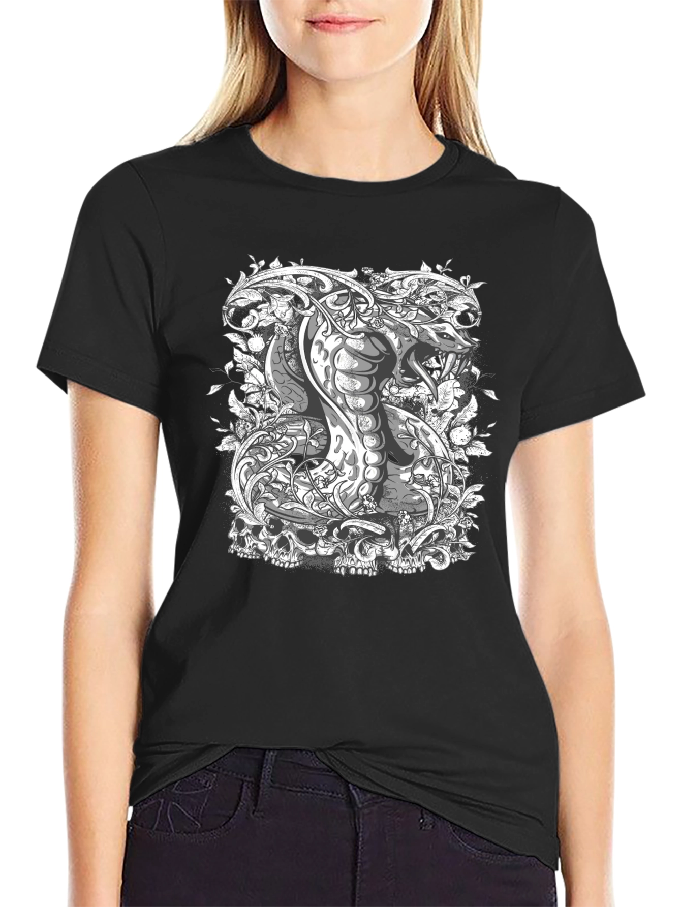 Cobra & Skull Graphic Tee - Edgy Style