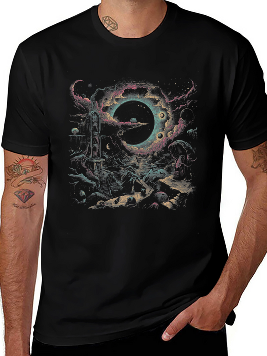 Cosmic Eclipse Graphic Tee - Stylish Black T-Shirt