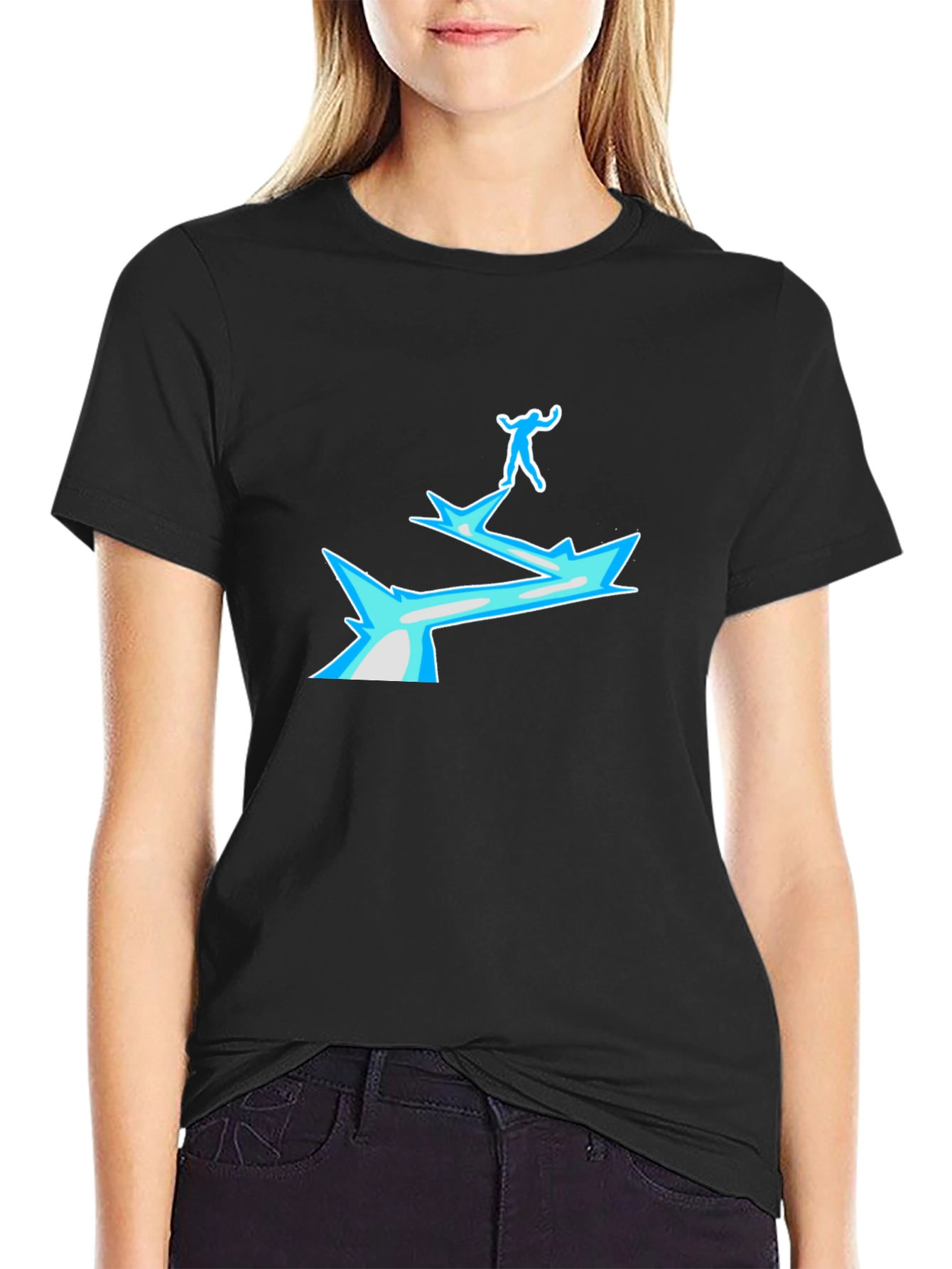 Black T-Shirt with Ice Bridge Graphic
