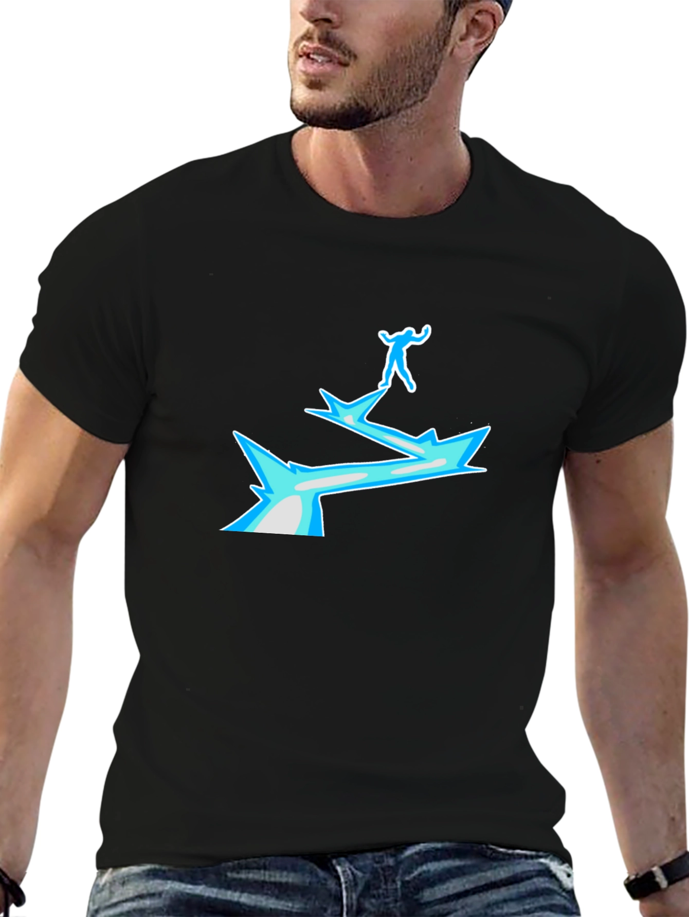 Black T-Shirt with Ice Bridge Graphic