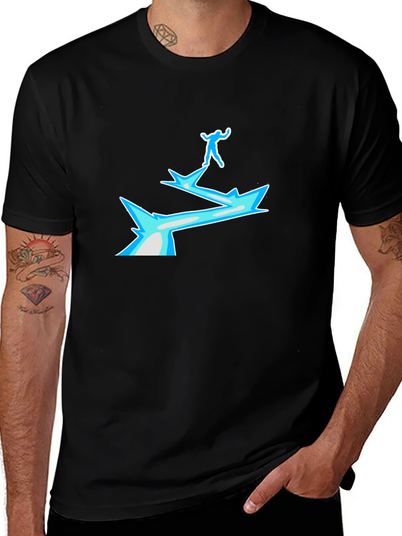 Black T-Shirt with Ice Bridge Graphic