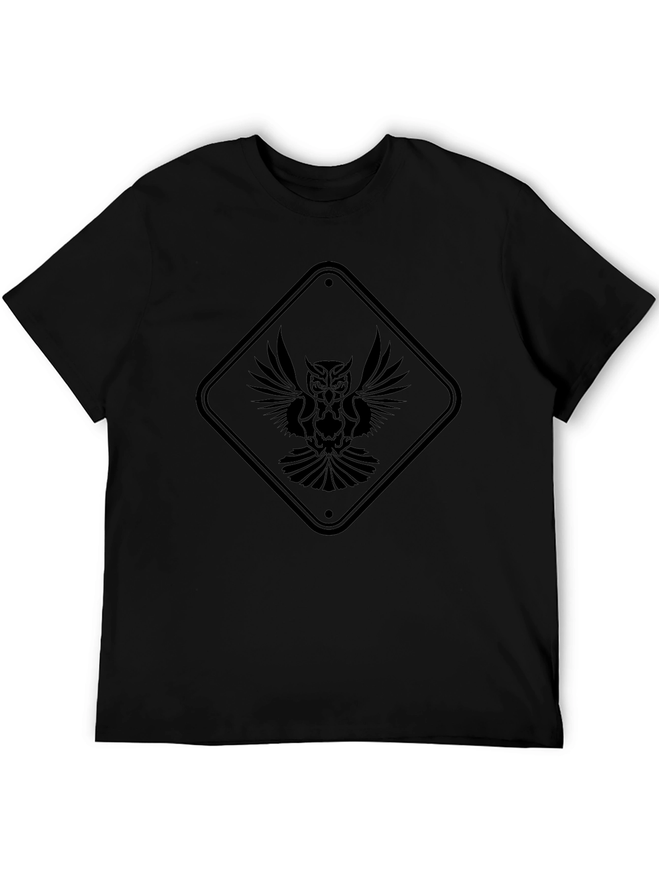 Black Owl Graphic Tee - Unique Diamond Sign Design