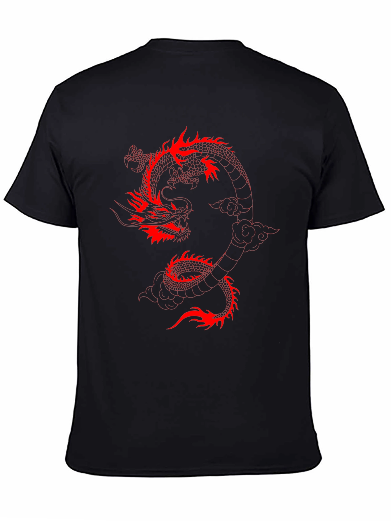Black T-Shirt with Red Dragon Graphic