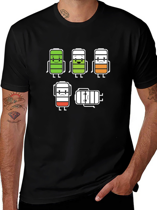 Battery Life Humor Graphic T-Shirt - Black