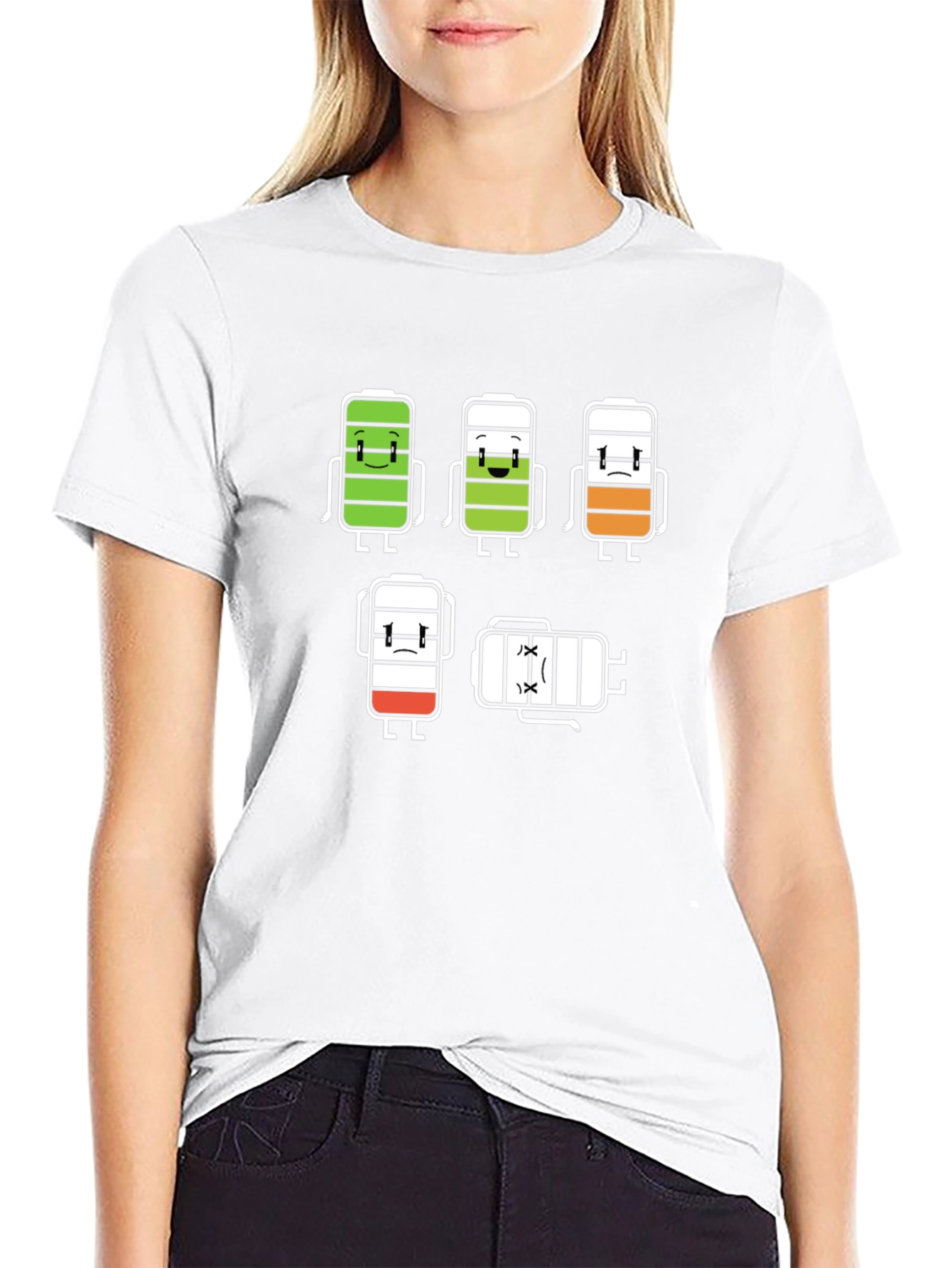 Battery Life Humor Graphic T-Shirt - Black