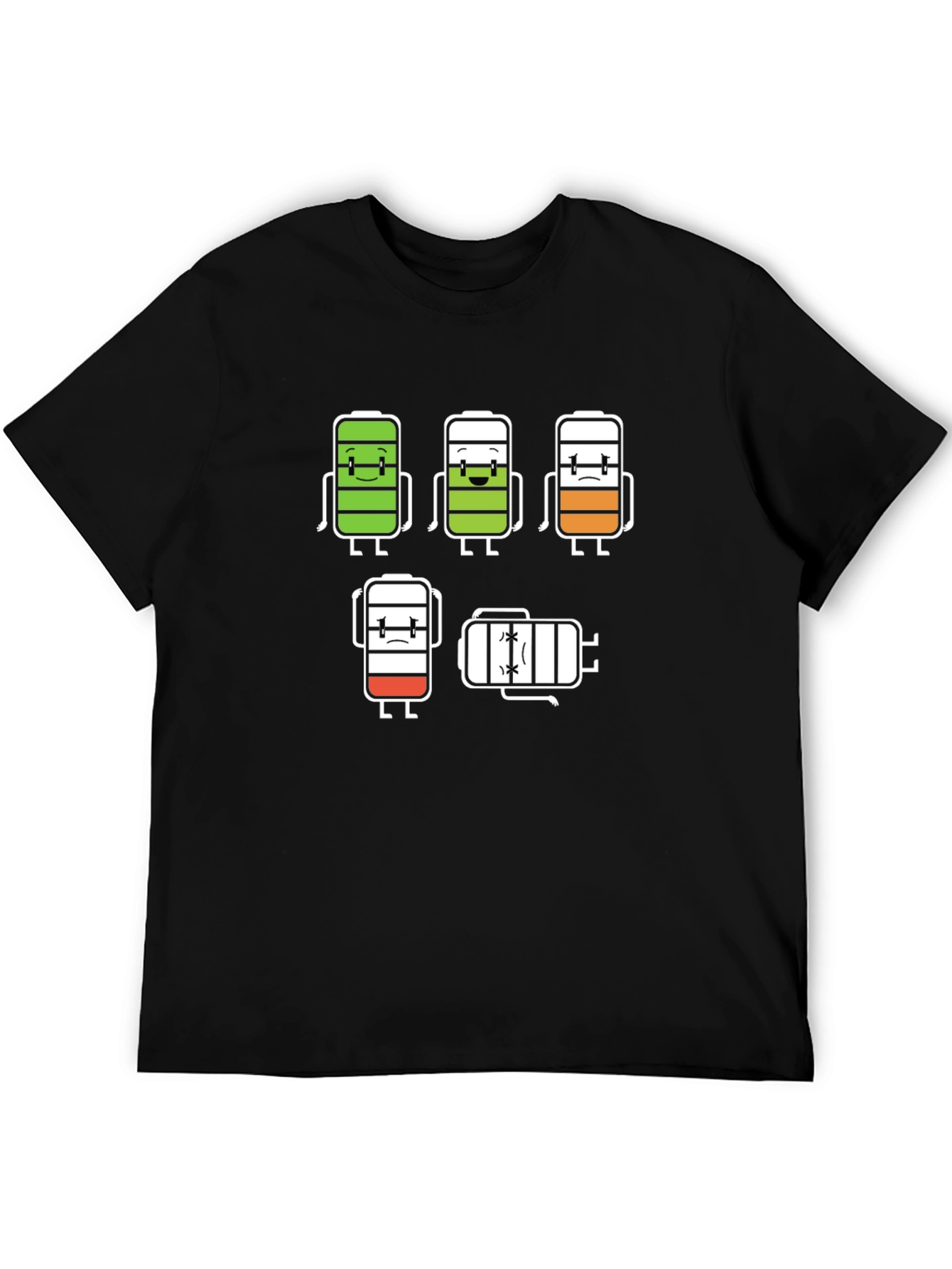 Battery Life Humor Graphic T-Shirt - Black