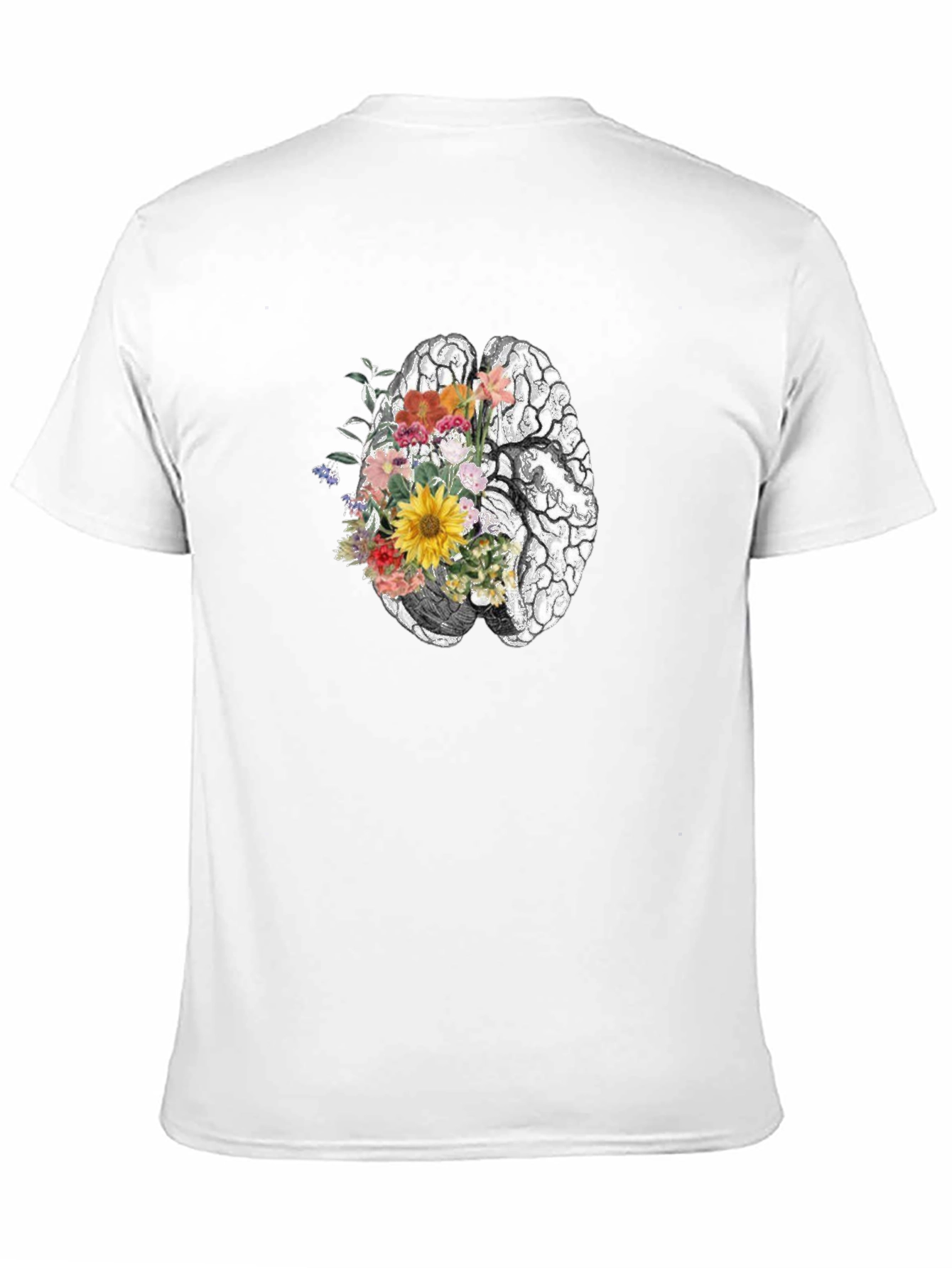 Floral Brain Graphic Tee - Black Unisex T-Shirt