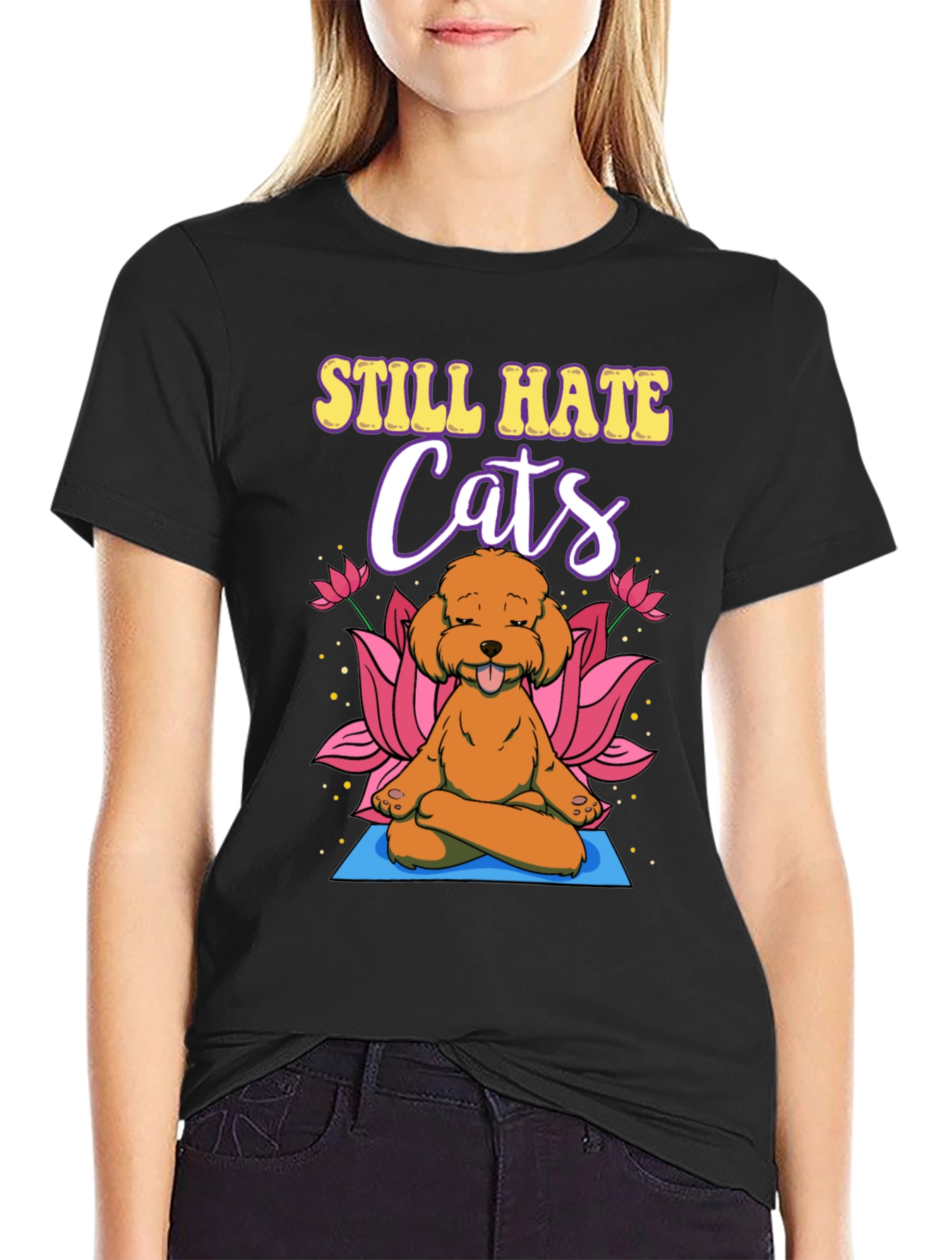 Still Hate Cats Yoga Dog Graphic T-Shirt