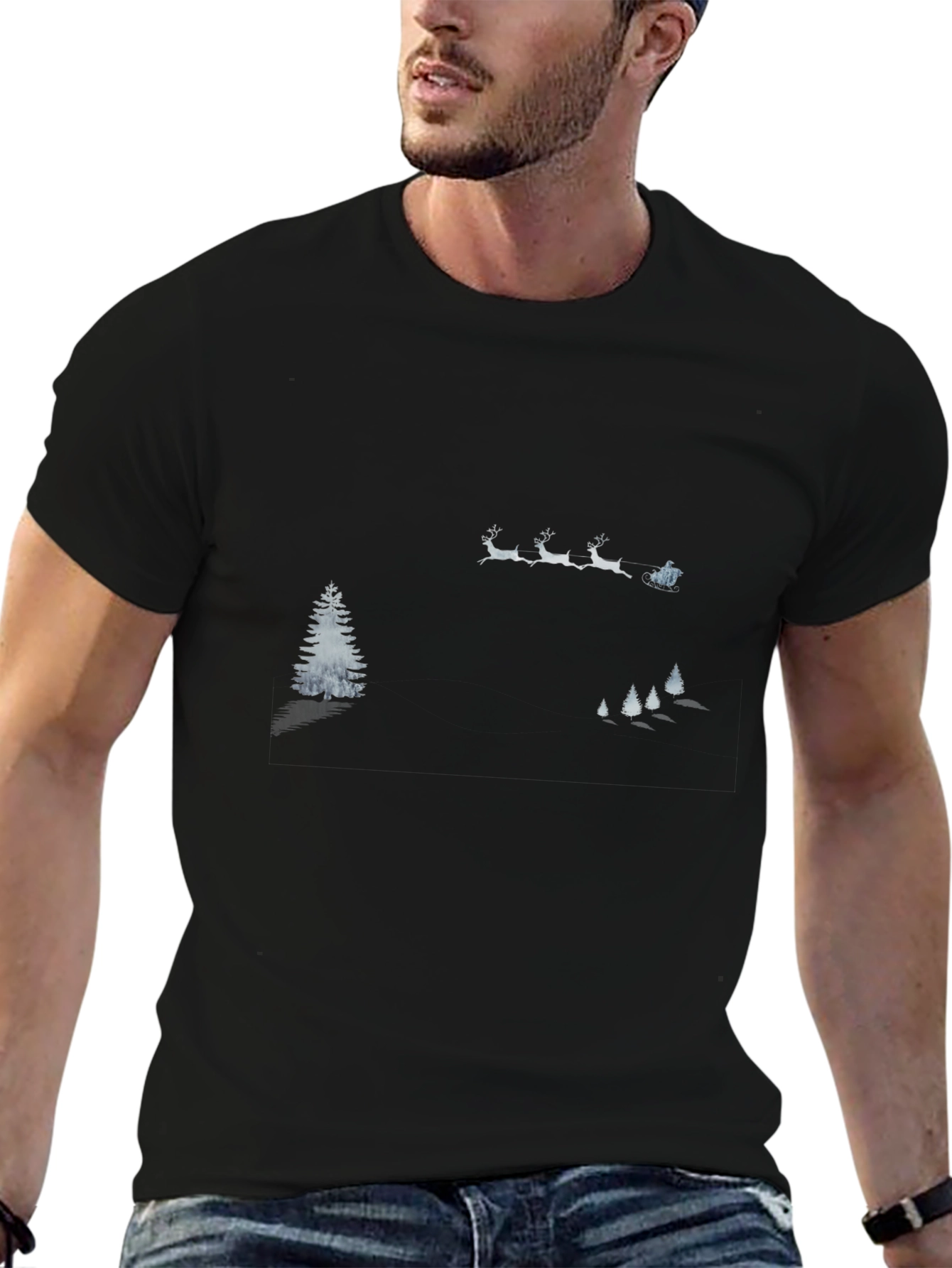 Winter Scene Graphic Tee - Black